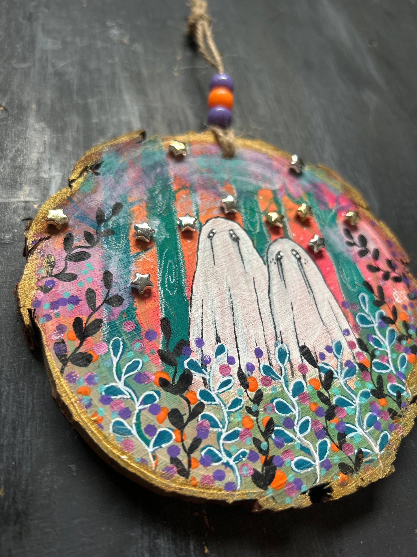 Large Hand Painted Wood Slice