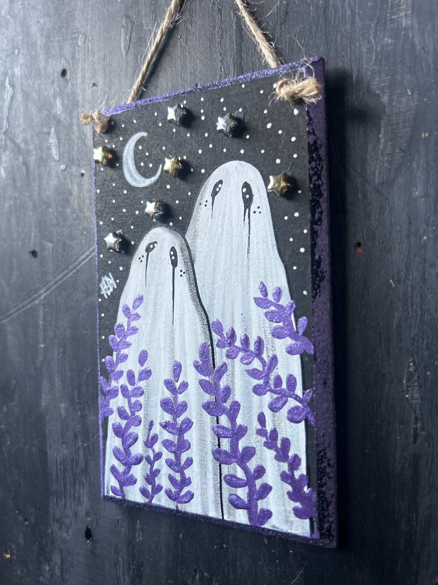Hand Painted Wooden Plaque - Ghost Couple