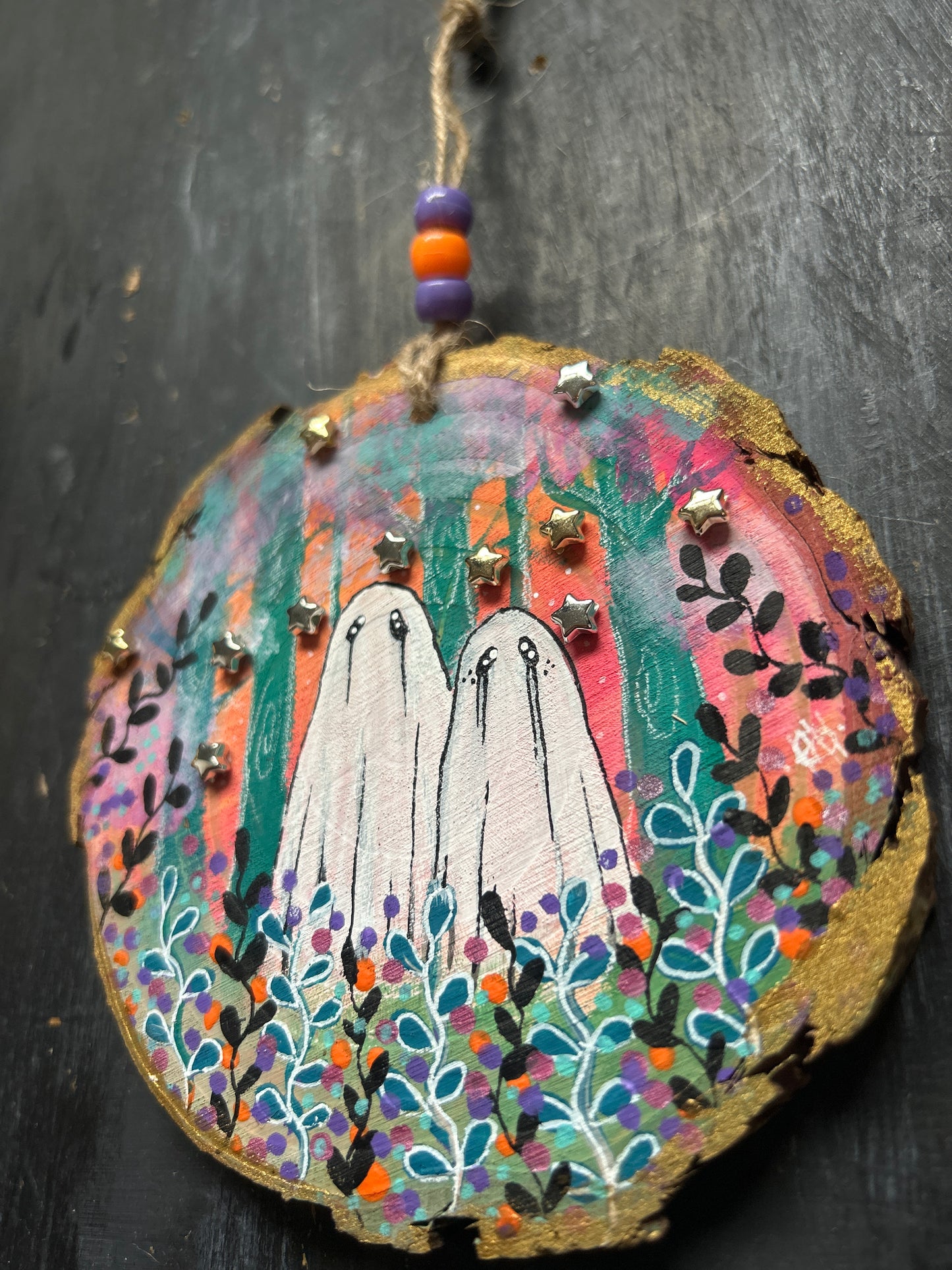 Large Hand Painted Wood Slice