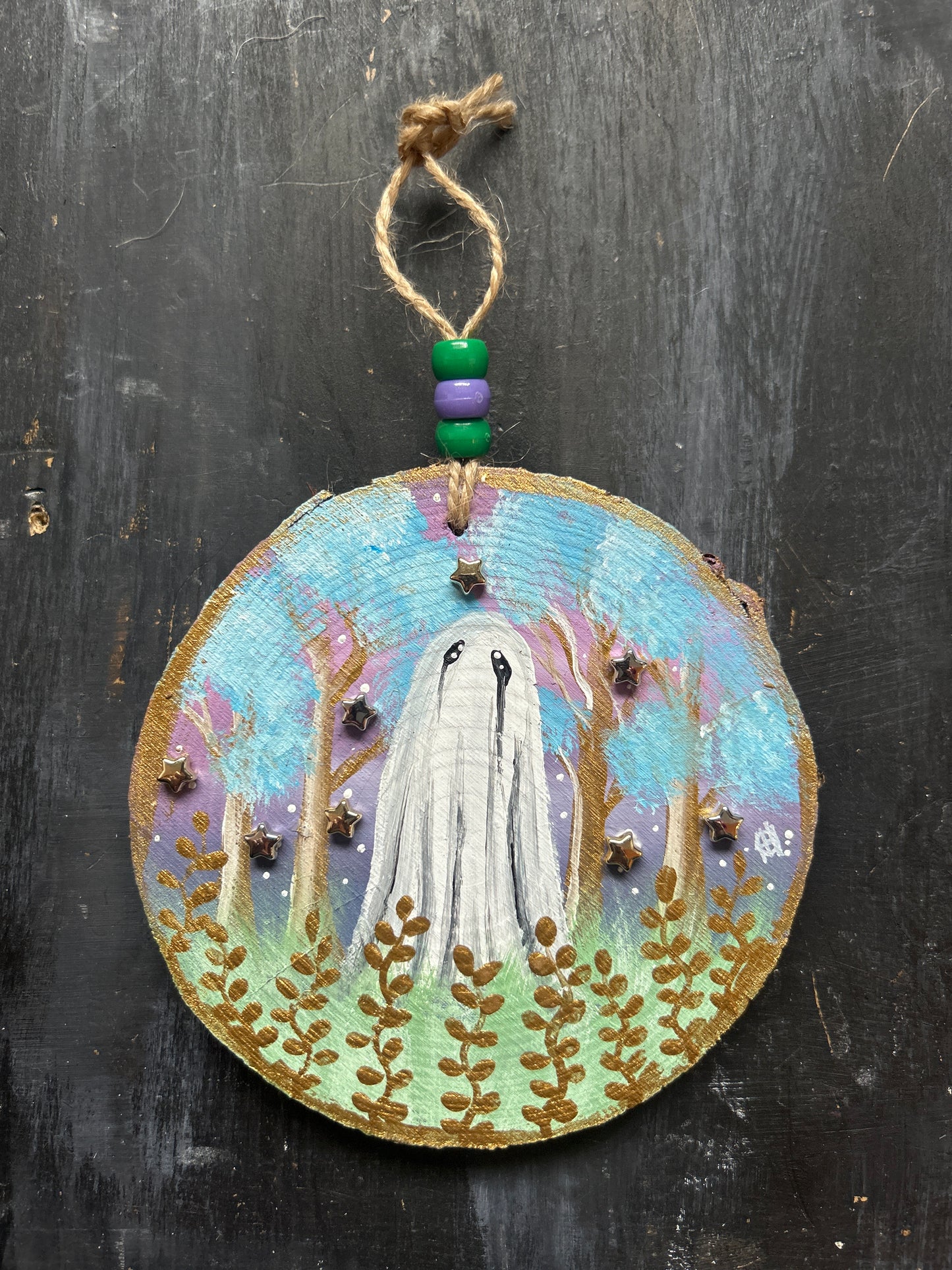 Large Hand Painted Wood Slice