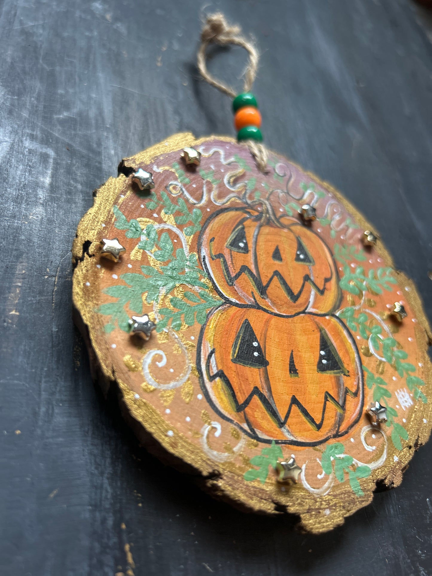 Large Hand Painted Wood Slice