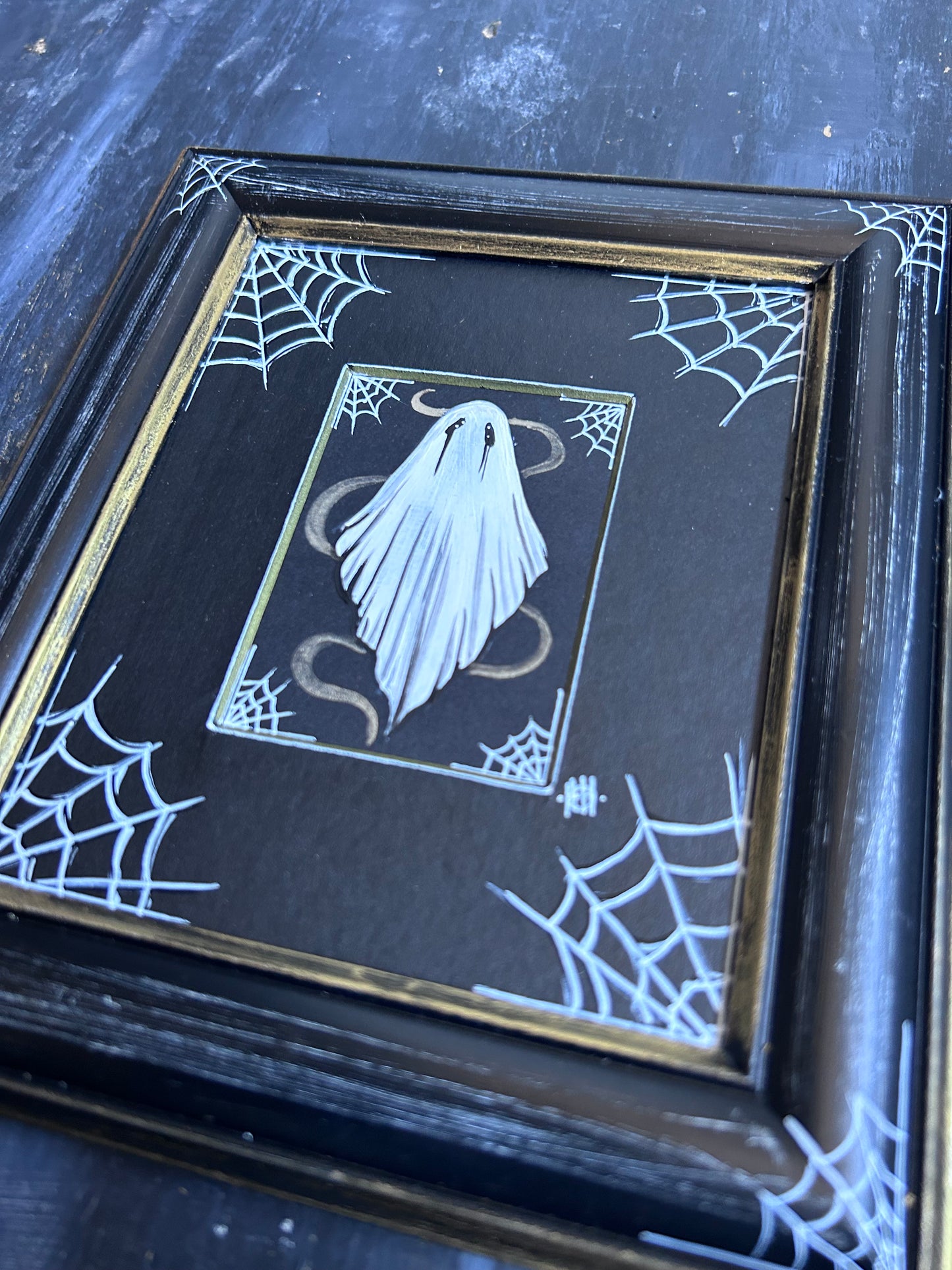 Original Framed Acrylic Painting - Cobweb Ghost
