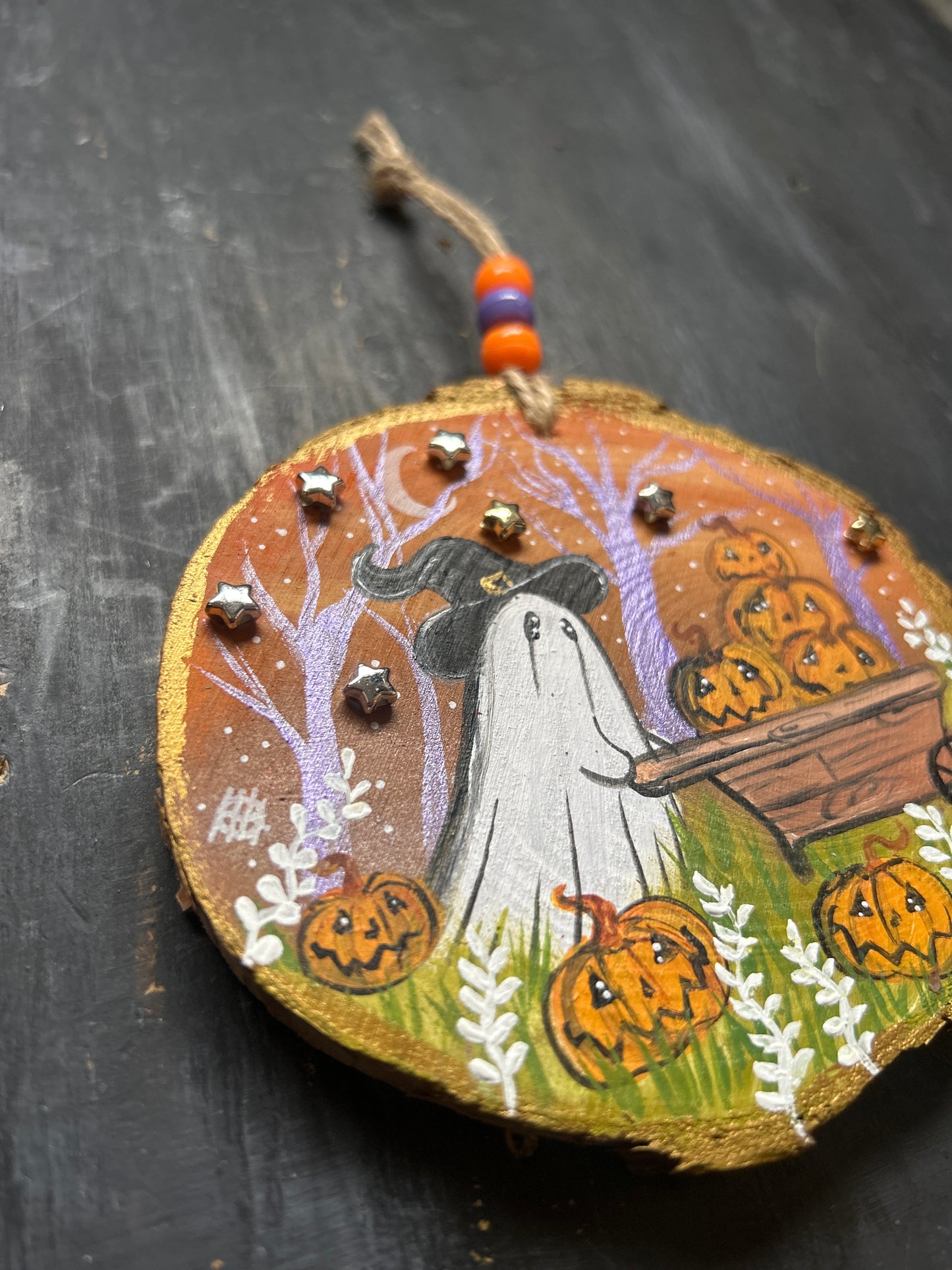Large Hand Painted Wood Slice