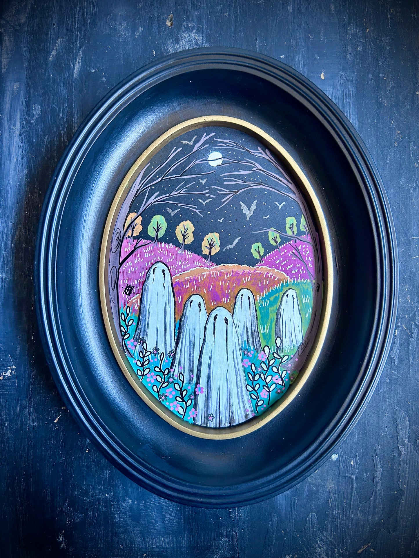 Original Framed Acrylic Painting - Oval