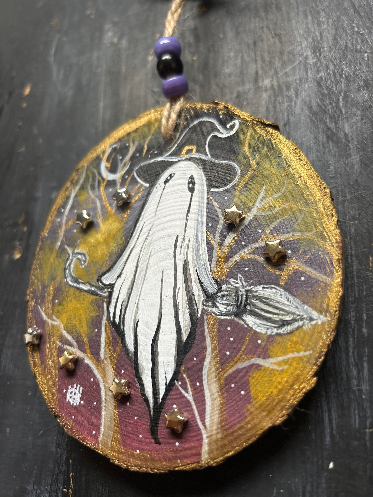 Large Hand Painted Wood Slice