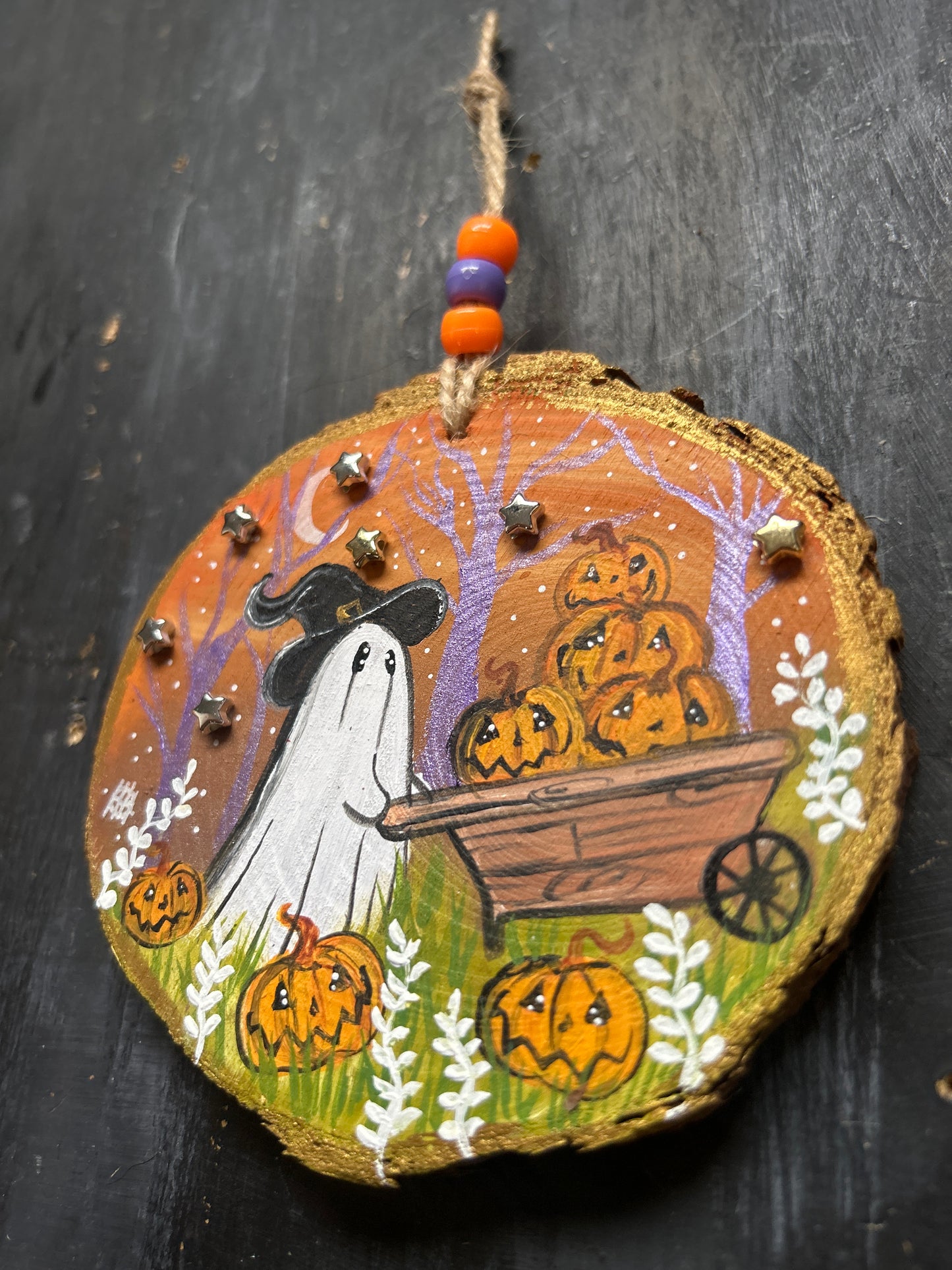 Large Hand Painted Wood Slice