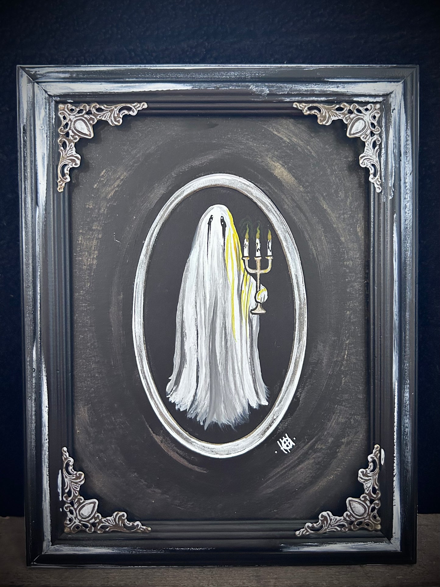 Original Framed Acrylic Painting - Candle Ghost