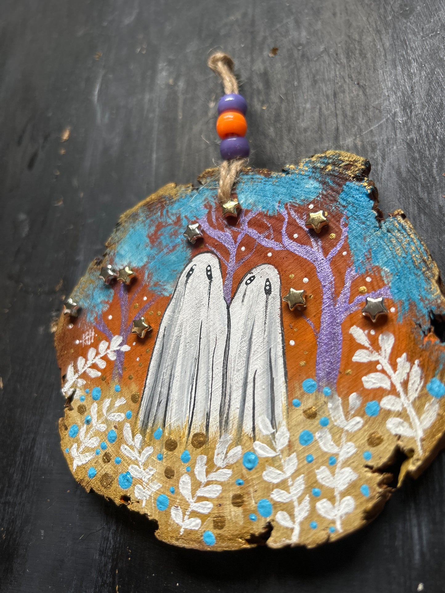 Large Hand Painted Wood Slice