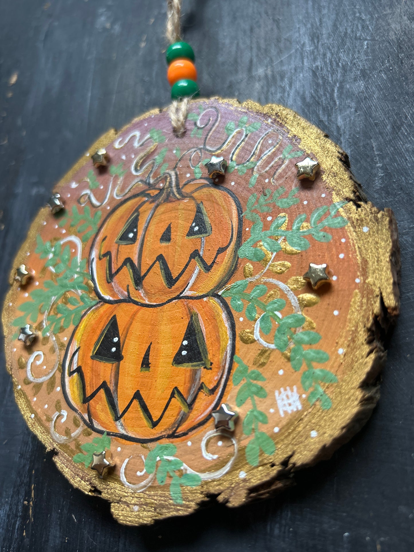 Large Hand Painted Wood Slice
