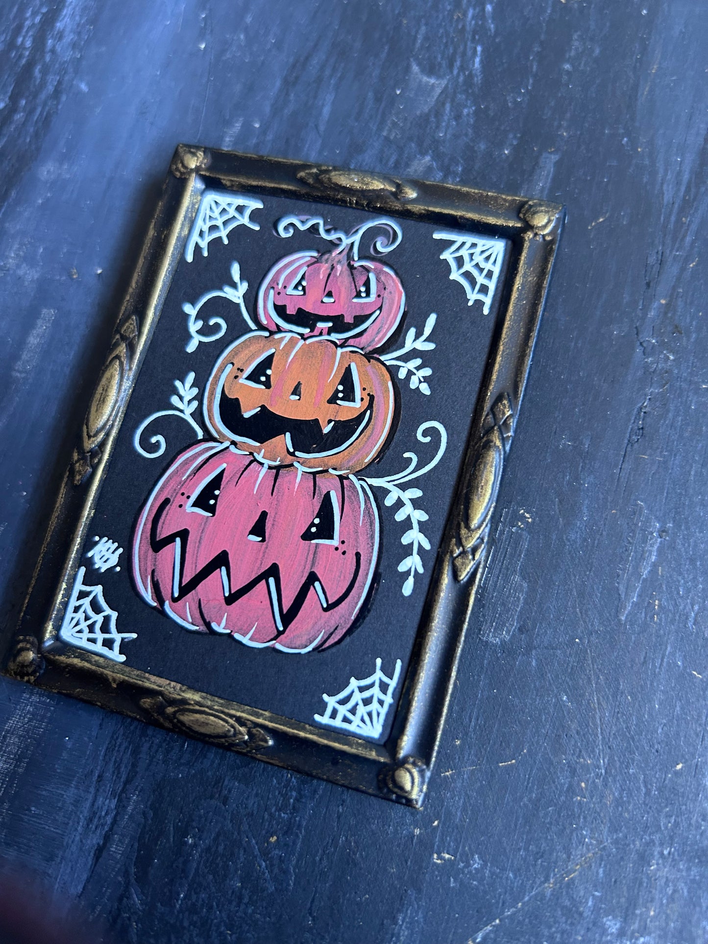 Original Framed Acrylic Painting - Pumpkin Stack