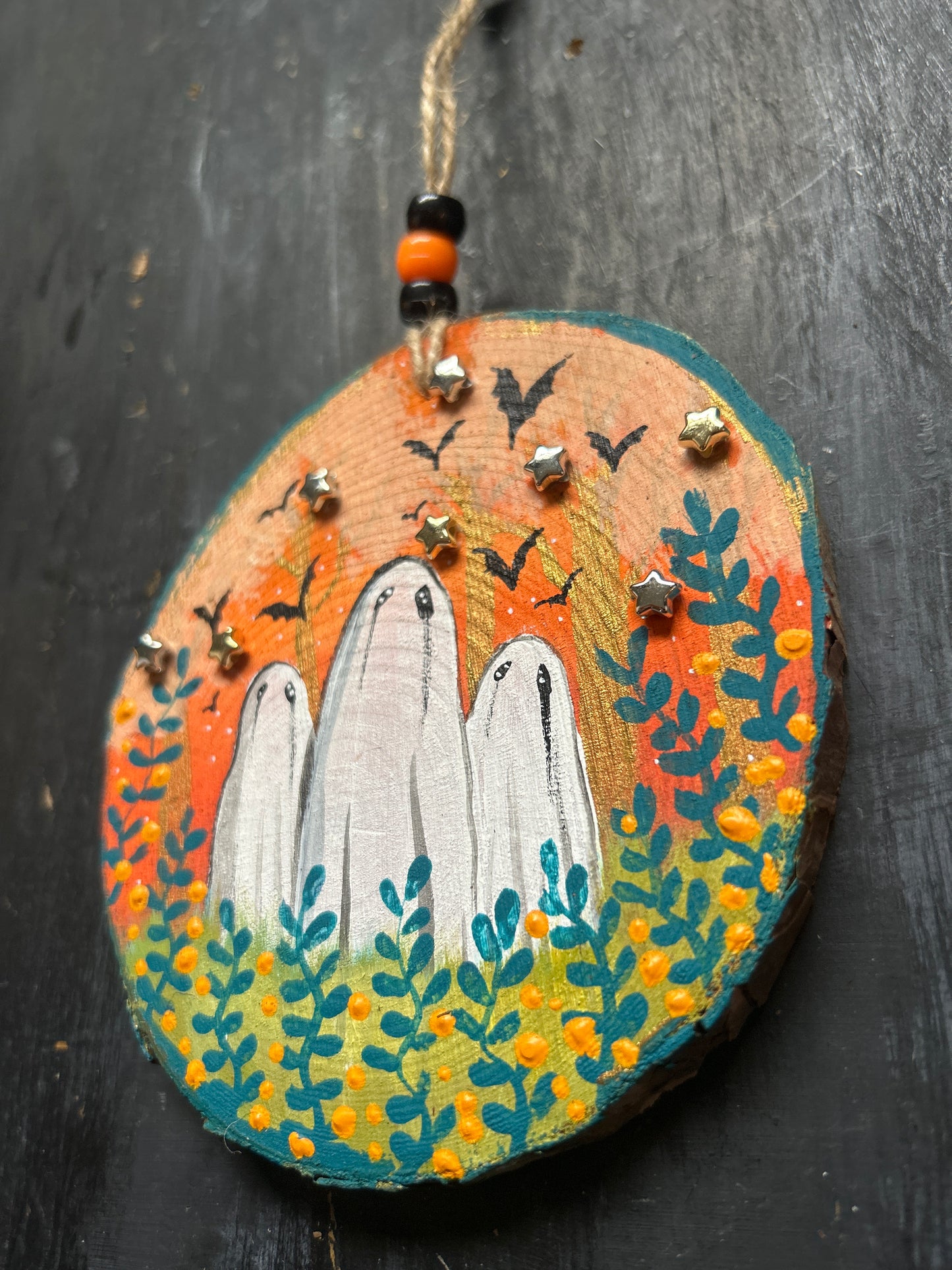 Large Hand Painted Wood Slice