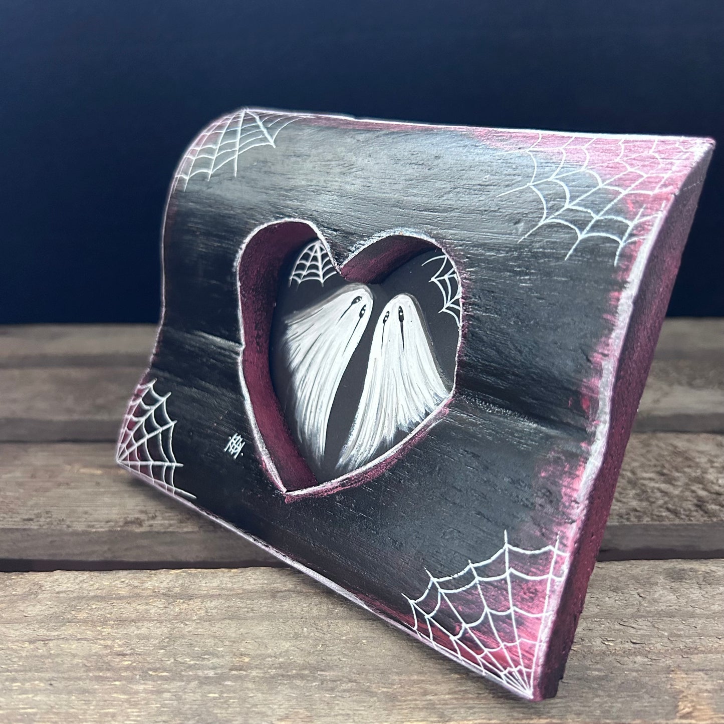 Original Framed Acrylic Painting - Heart Ghosts