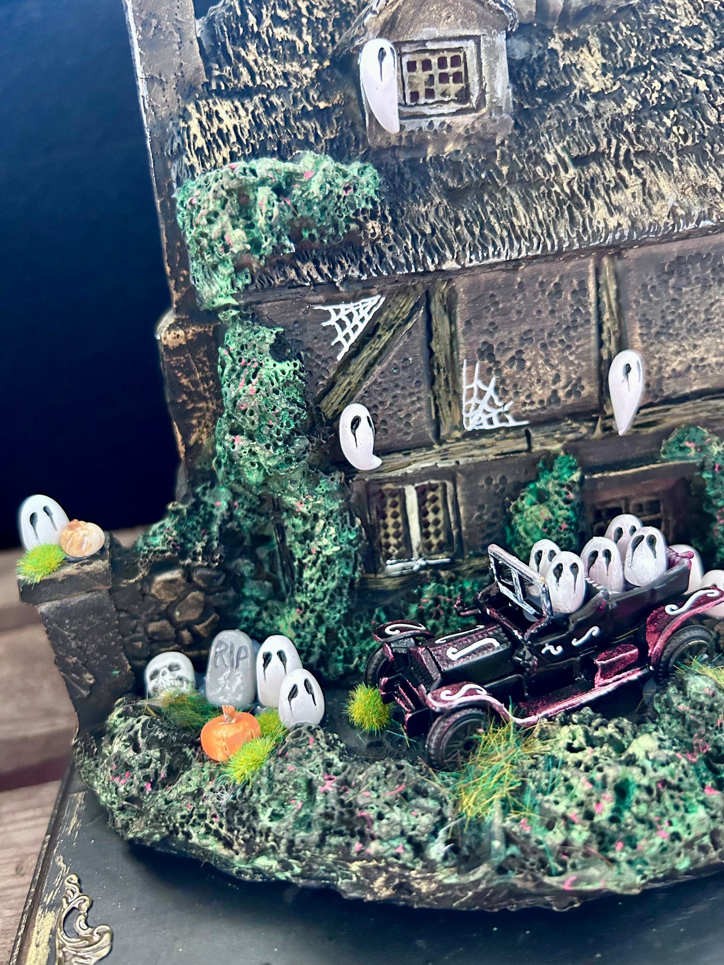Large Upcycled Haunted House Ornament