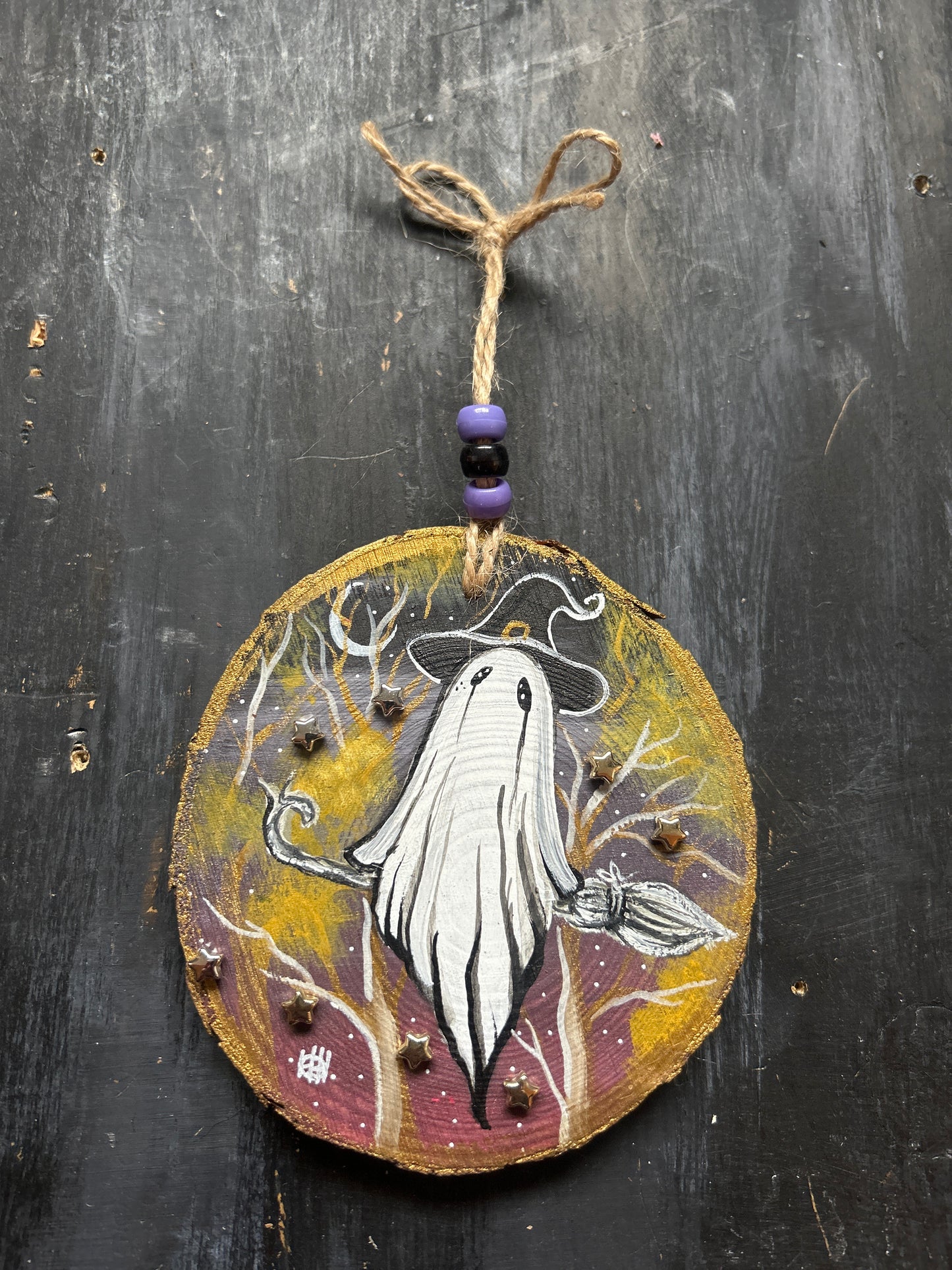 Large Hand Painted Wood Slice
