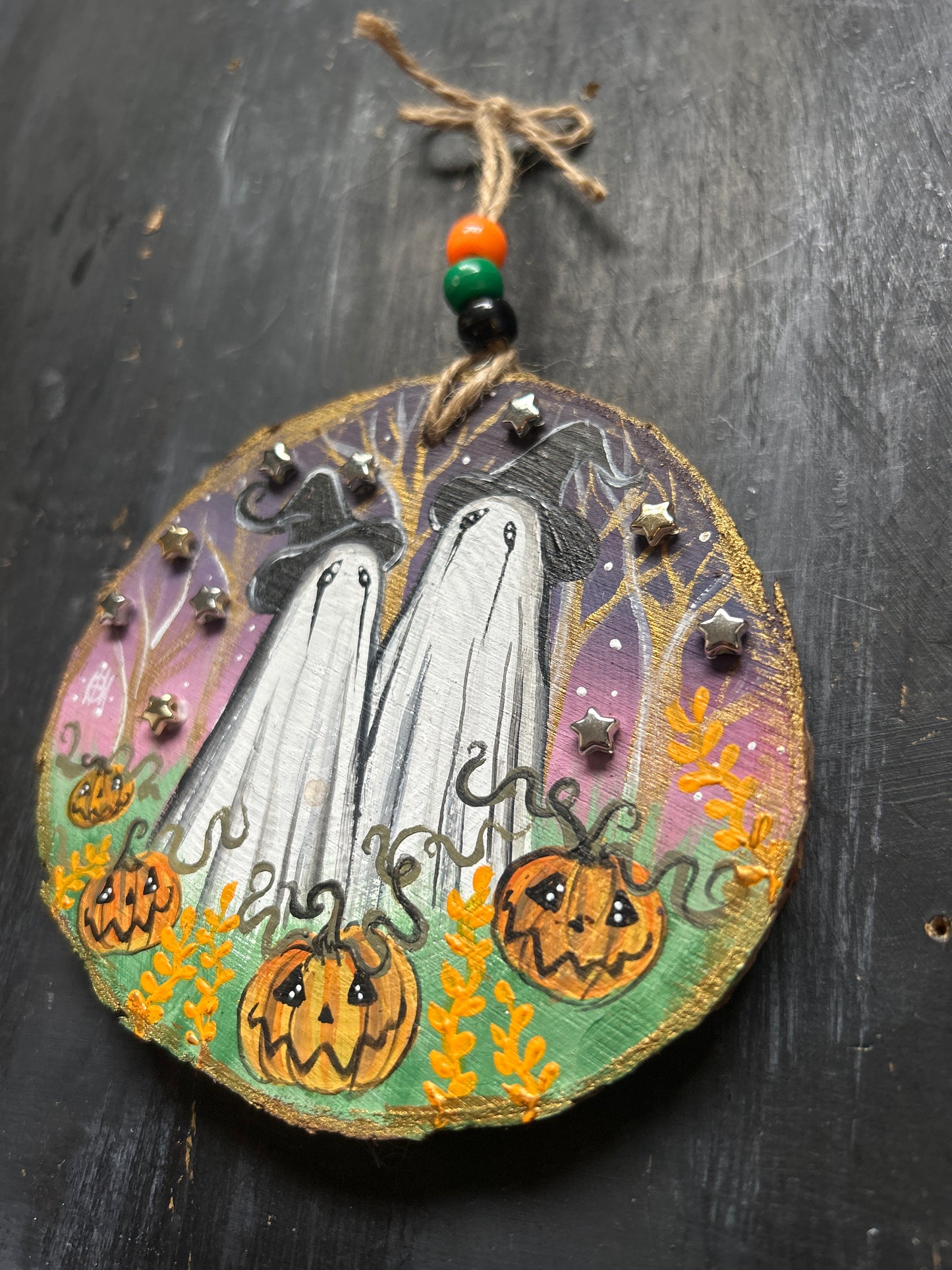 Large Hand Painted Wood Slice