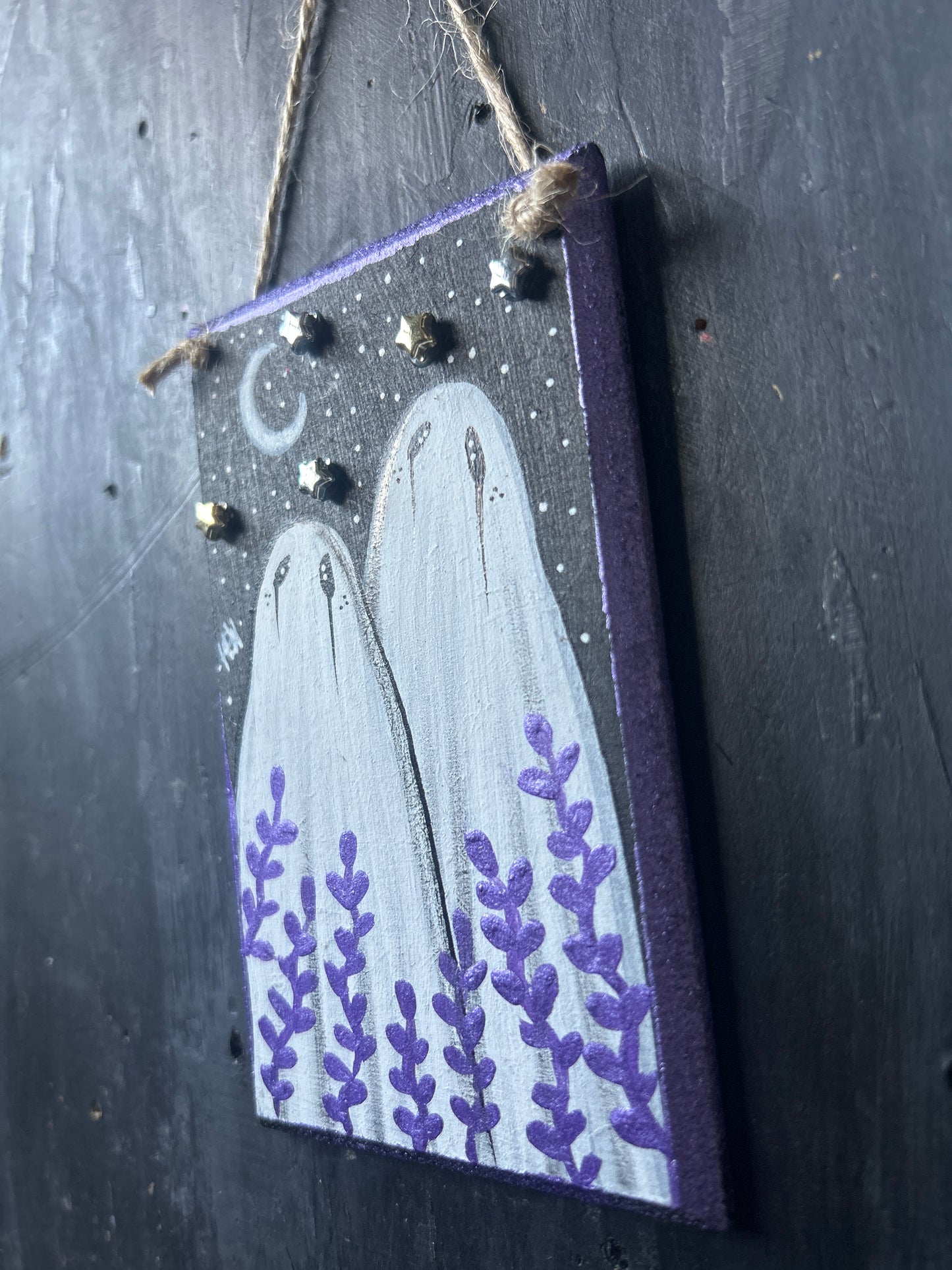 Hand Painted Wooden Plaque - Ghost Couple