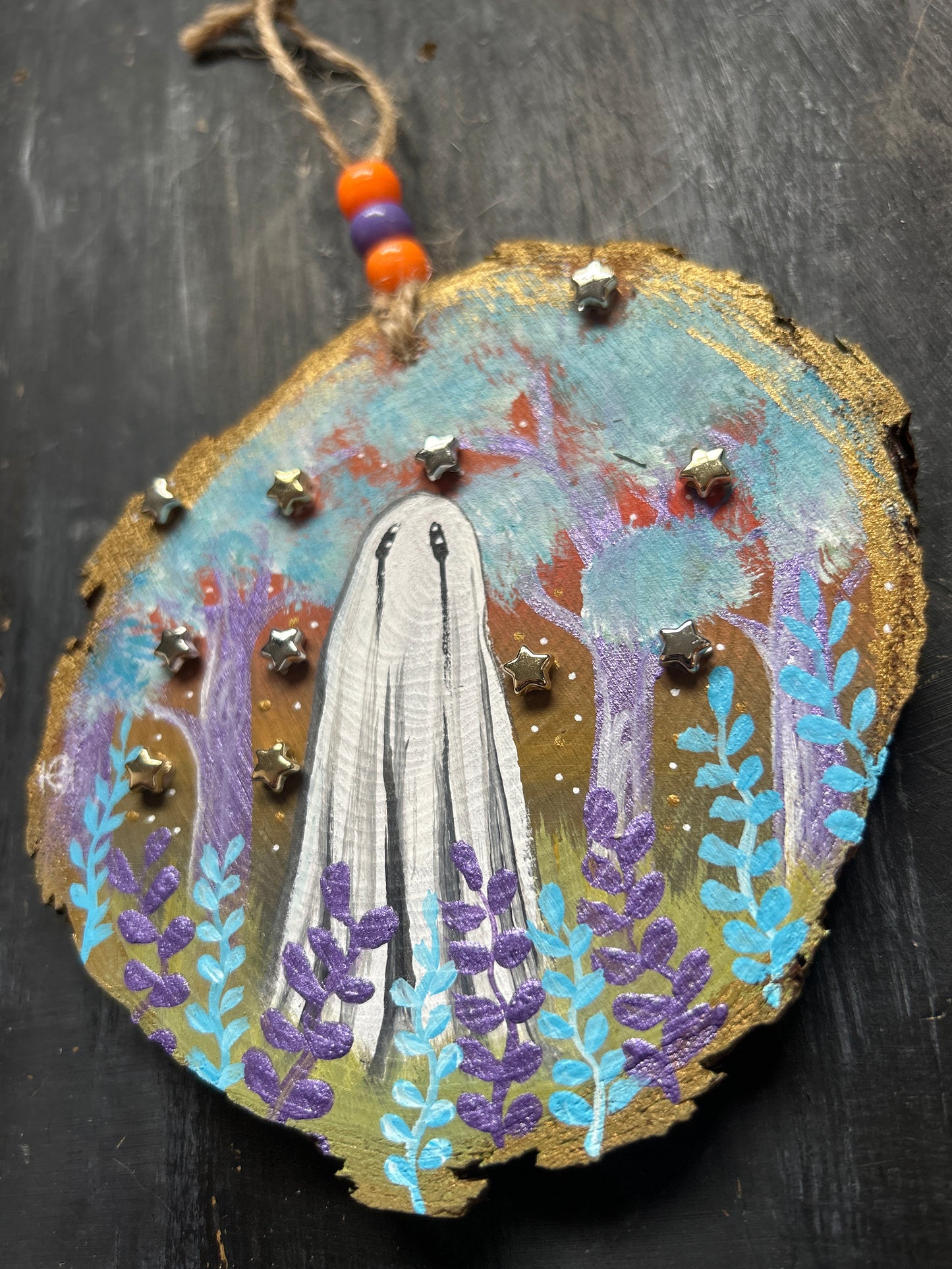 Large Hand Painted Wood Slice