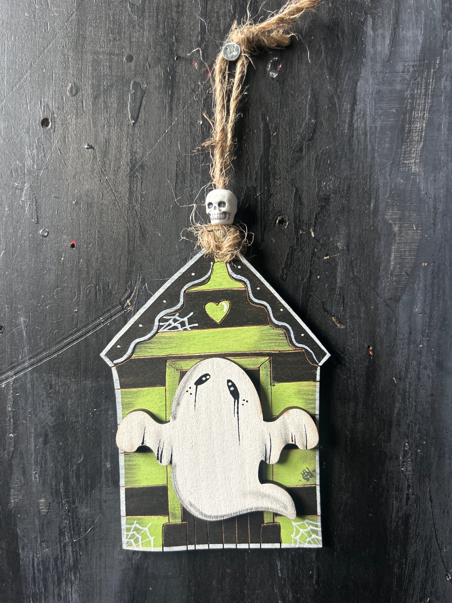 Hand Painted Ghost House Plaque