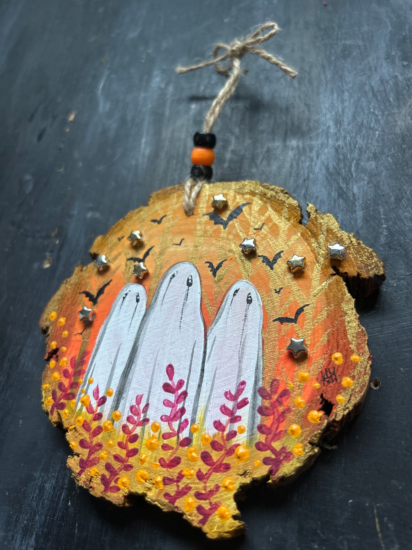 Large Hand Painted Wood Slice