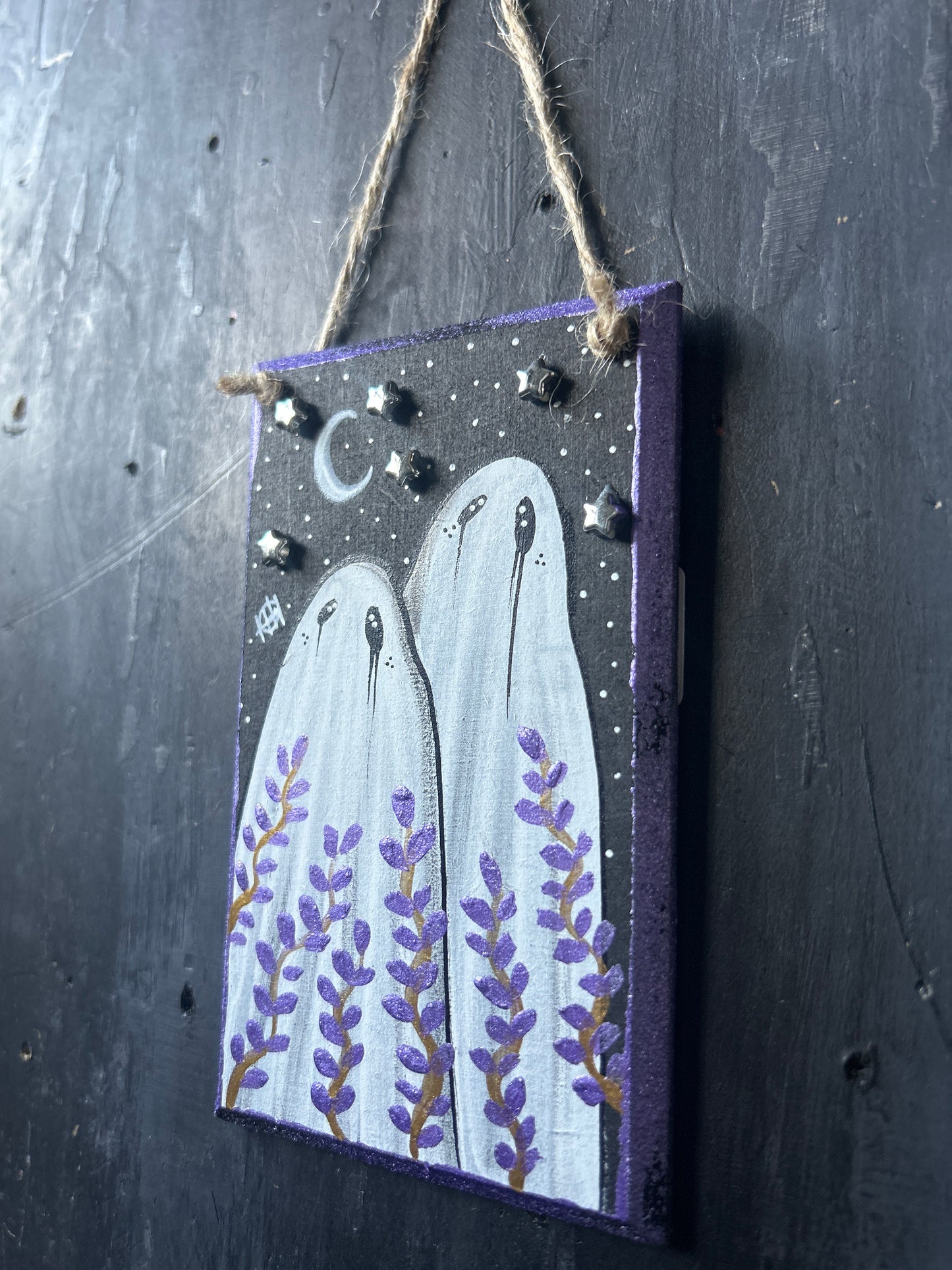 Hand Painted Wooden Plaque - Ghost Couple