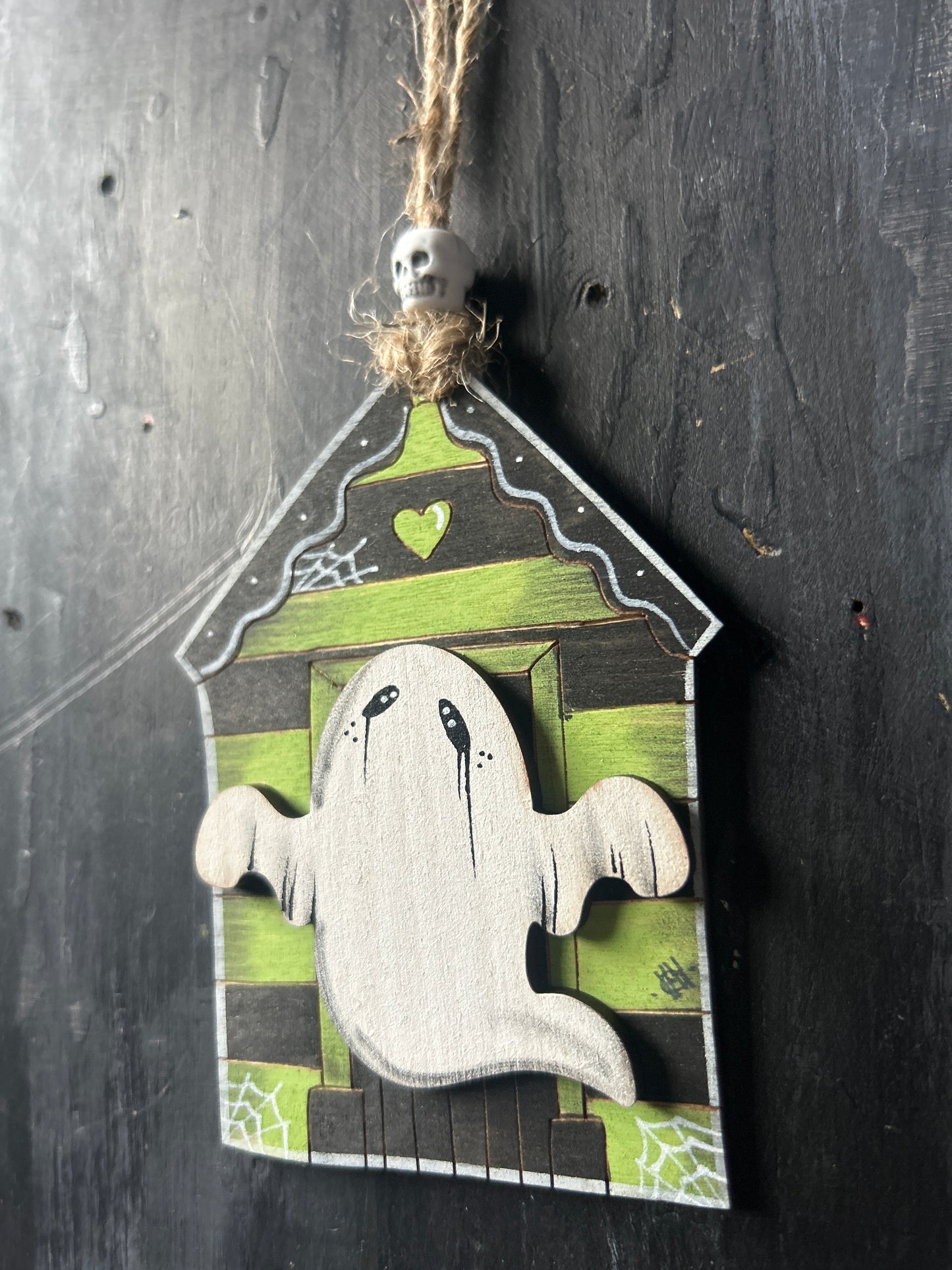 Hand Painted Ghost House Plaque