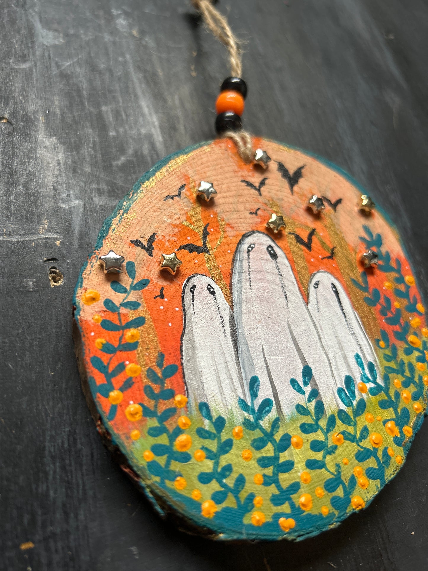 Large Hand Painted Wood Slice