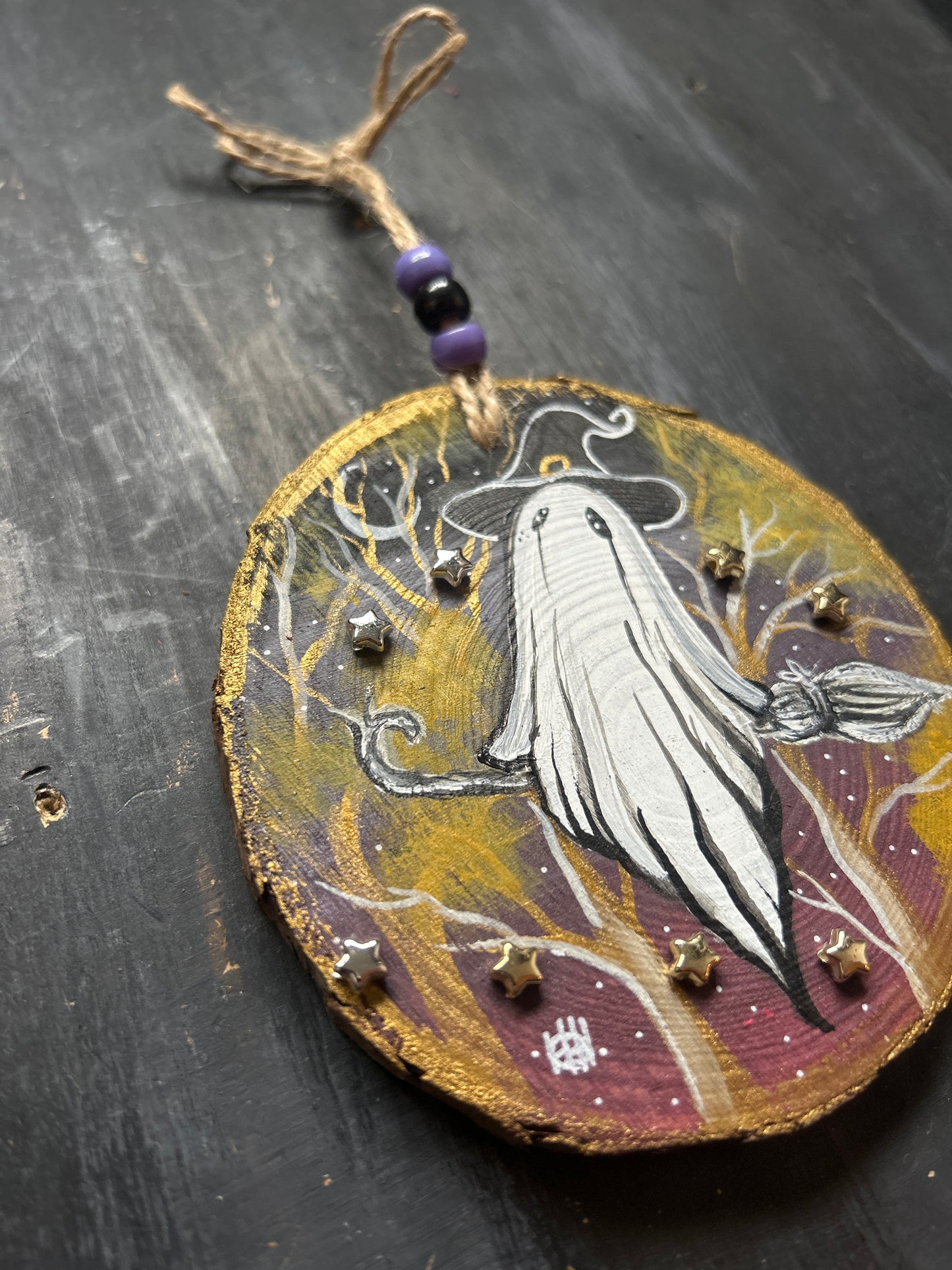 Large Hand Painted Wood Slice