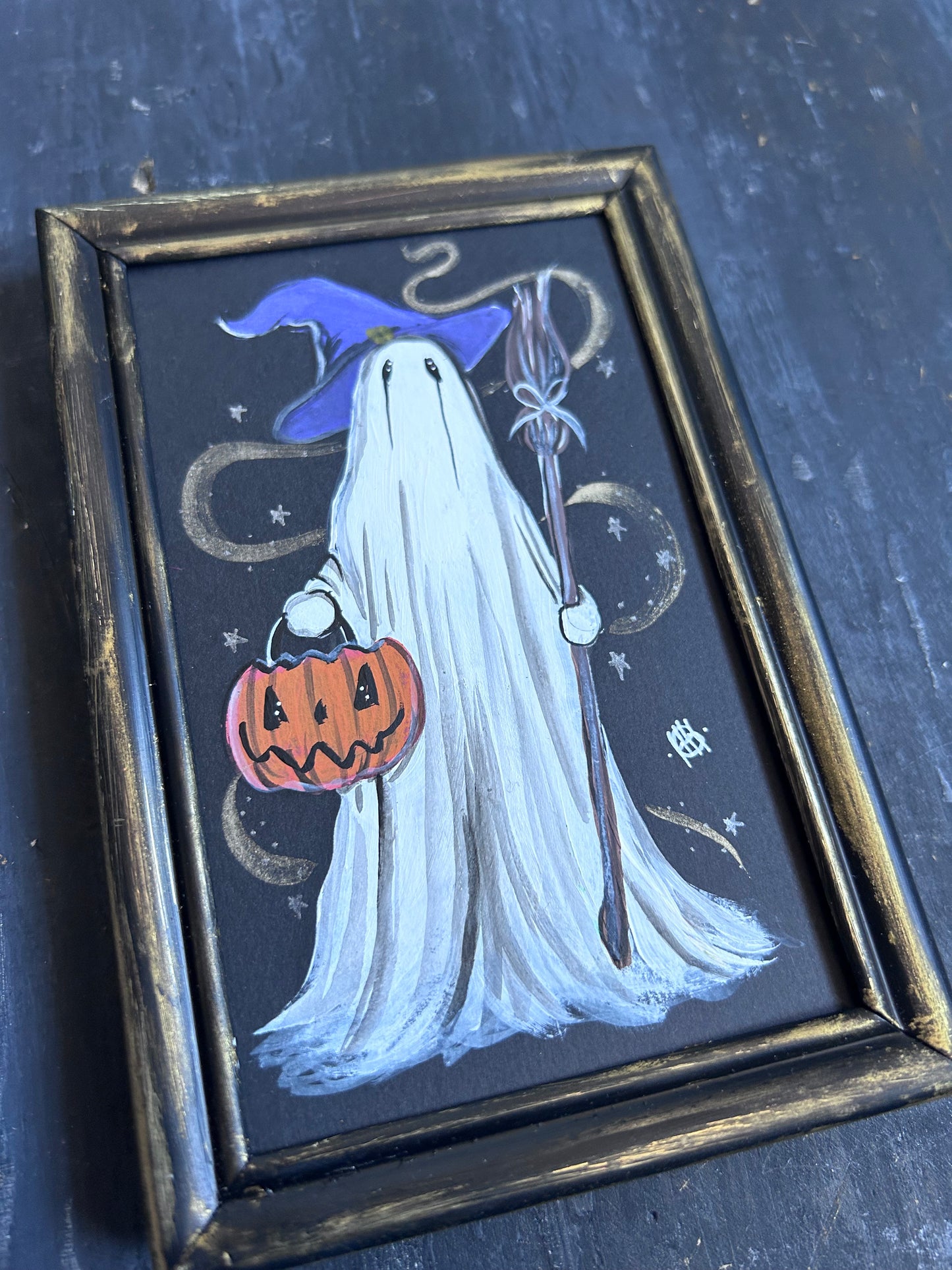 Original Framed Acrylic Painting - Witchy Ghost