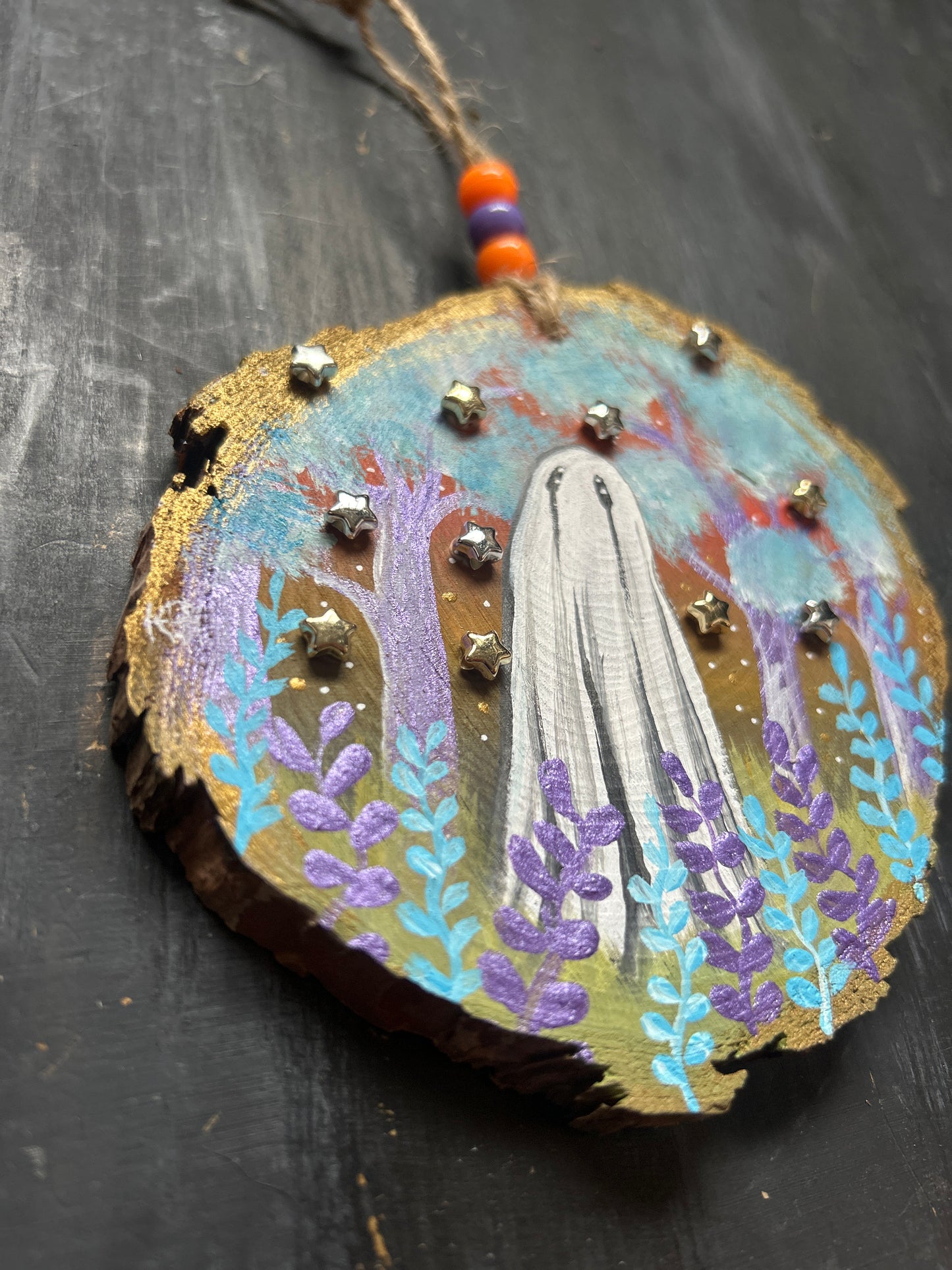Large Hand Painted Wood Slice