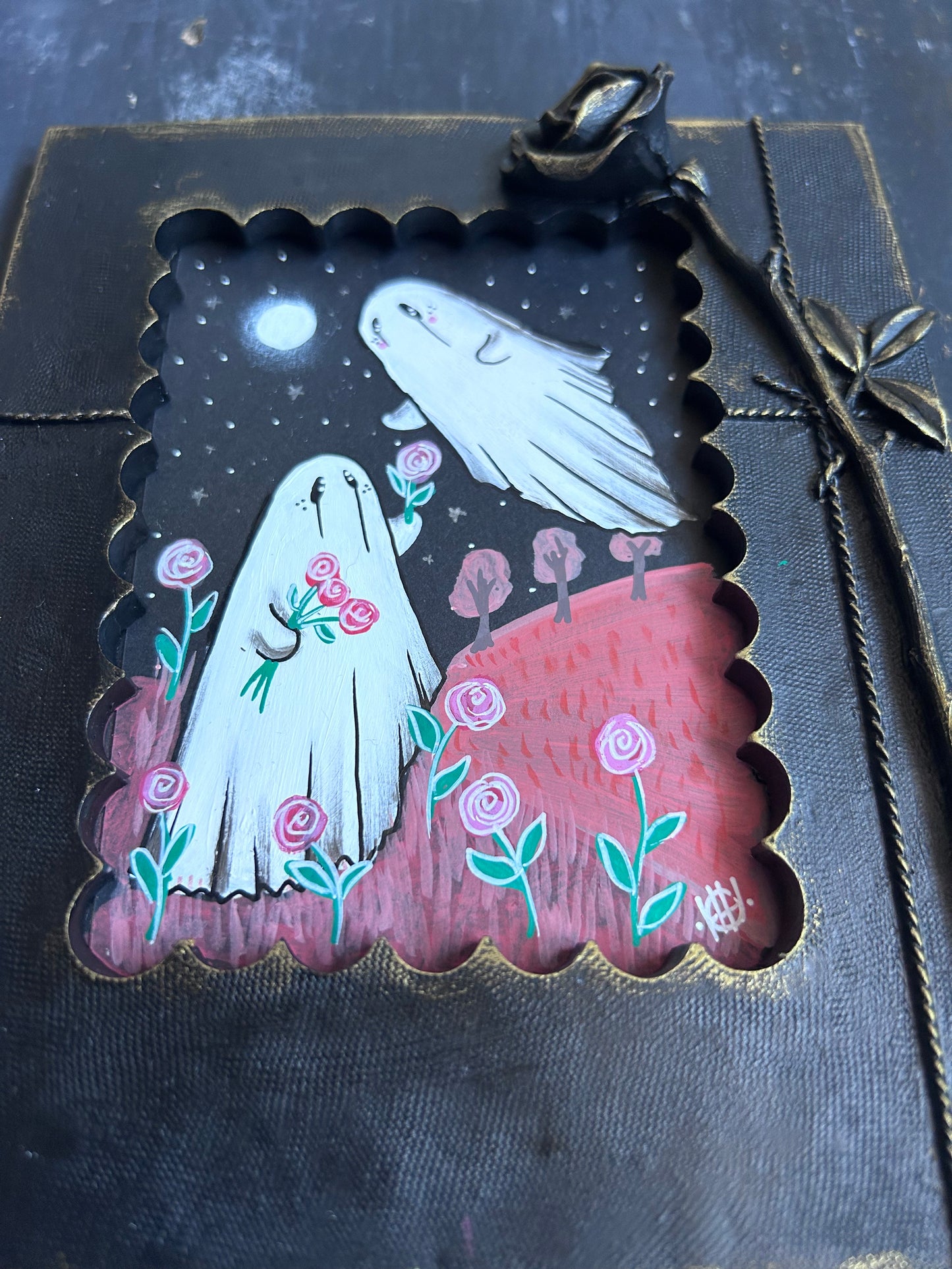 Original Framed Acrylic Painting - Roses for Boo