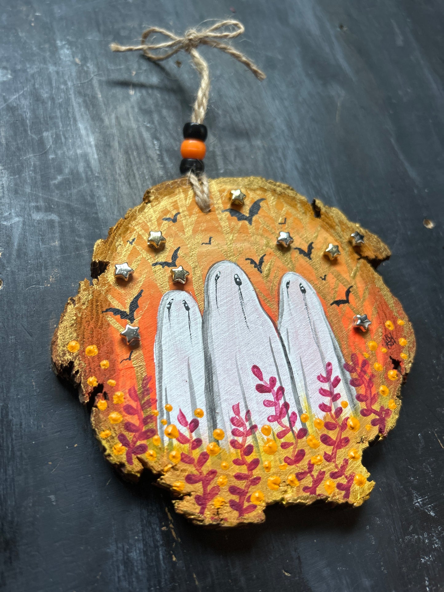 Large Hand Painted Wood Slice