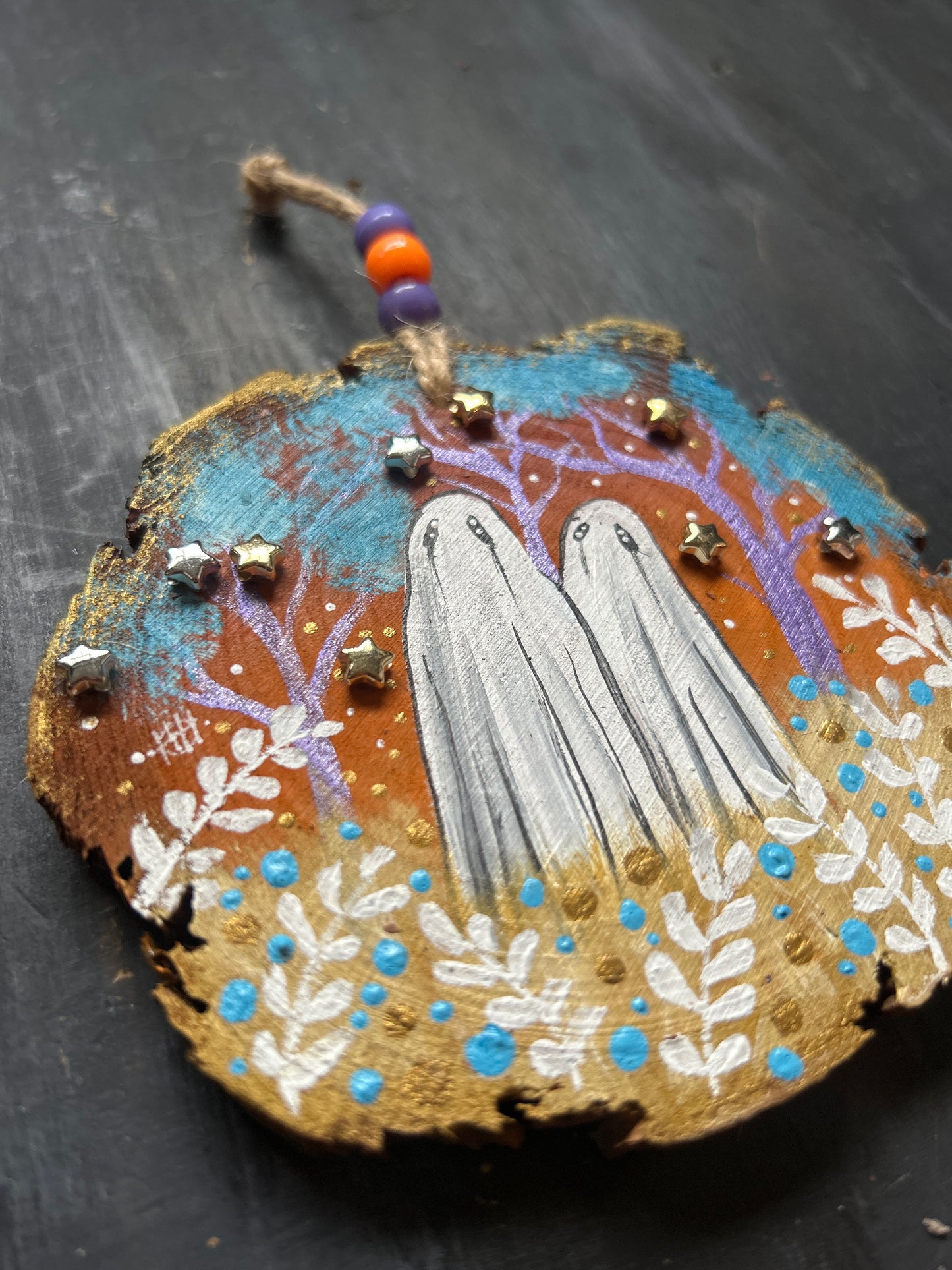Large Hand Painted Wood Slice
