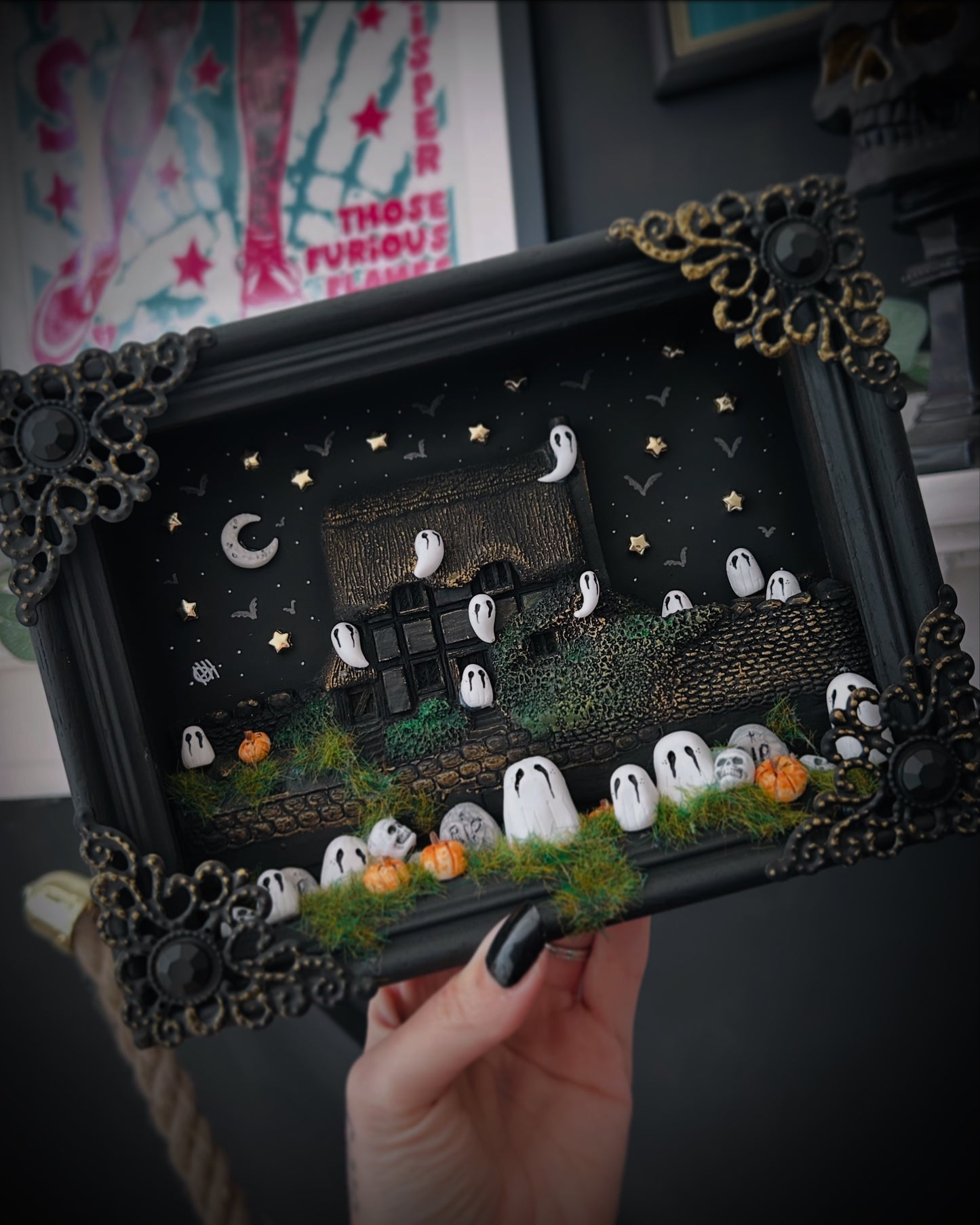 SALE (was £100) Three Dimensional Box Frame - Haunted Cottage