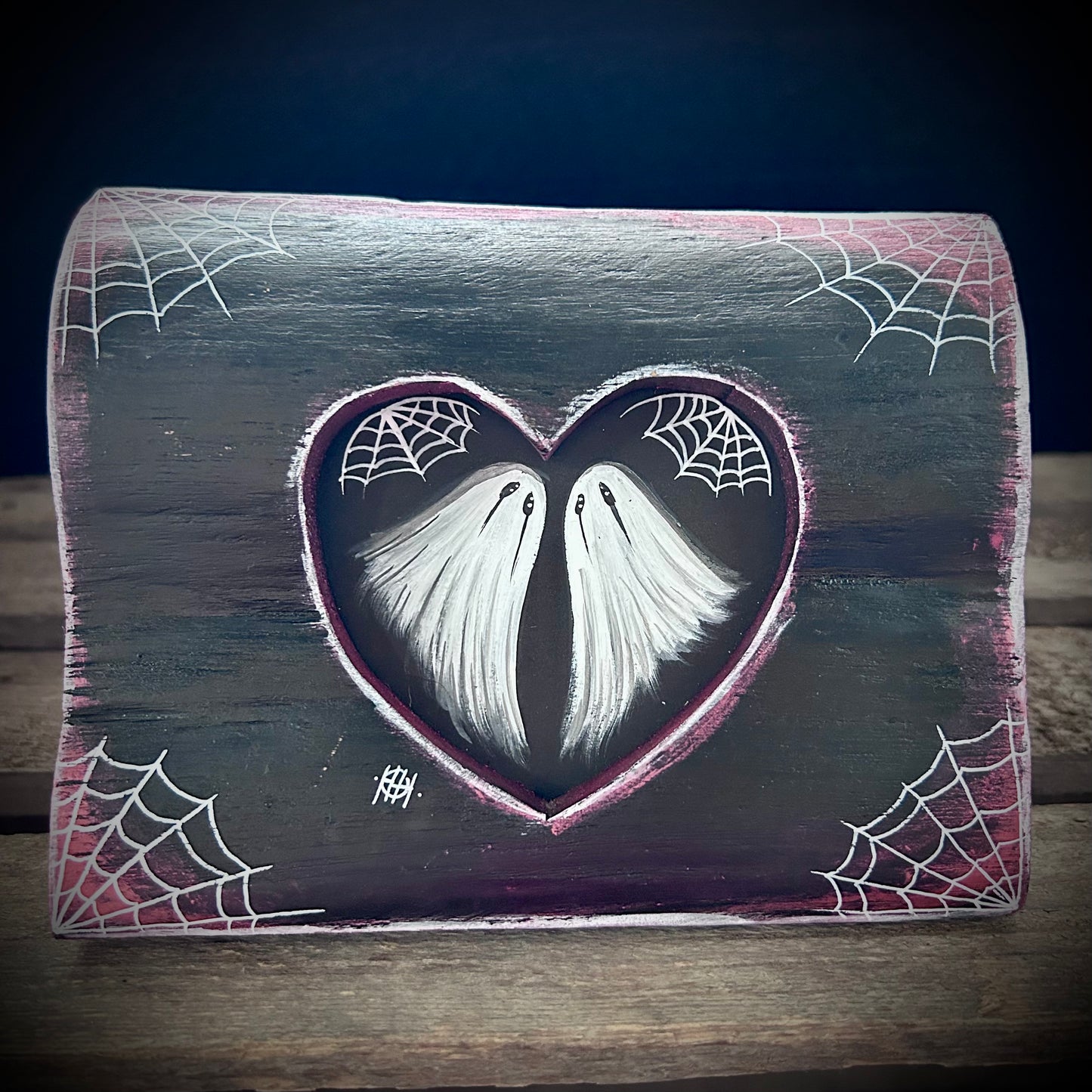 Original Framed Acrylic Painting - Heart Ghosts