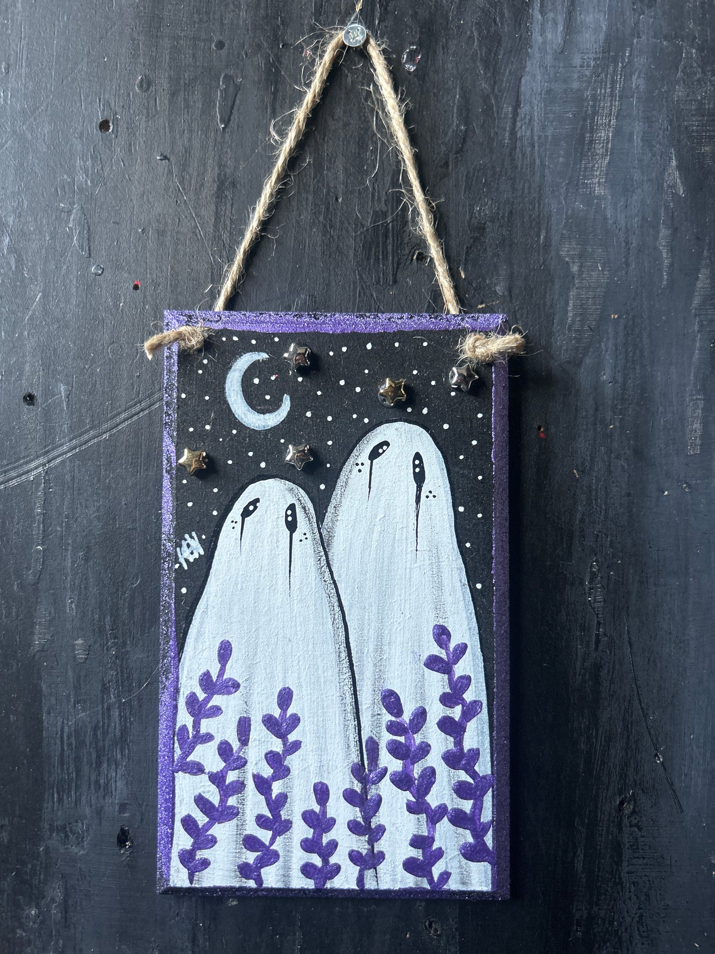 Hand Painted Wooden Plaque - Ghost Couple
