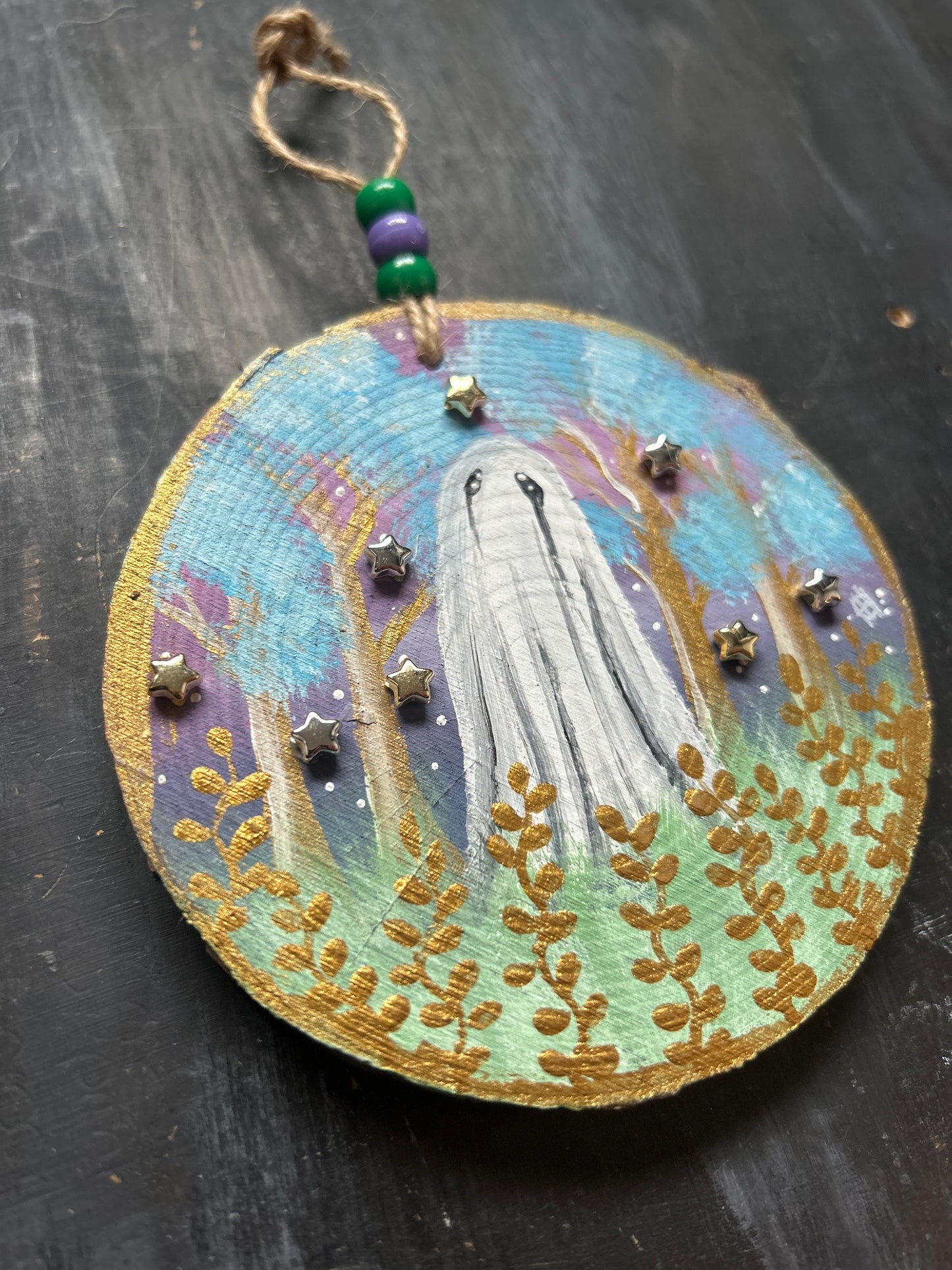 Large Hand Painted Wood Slice