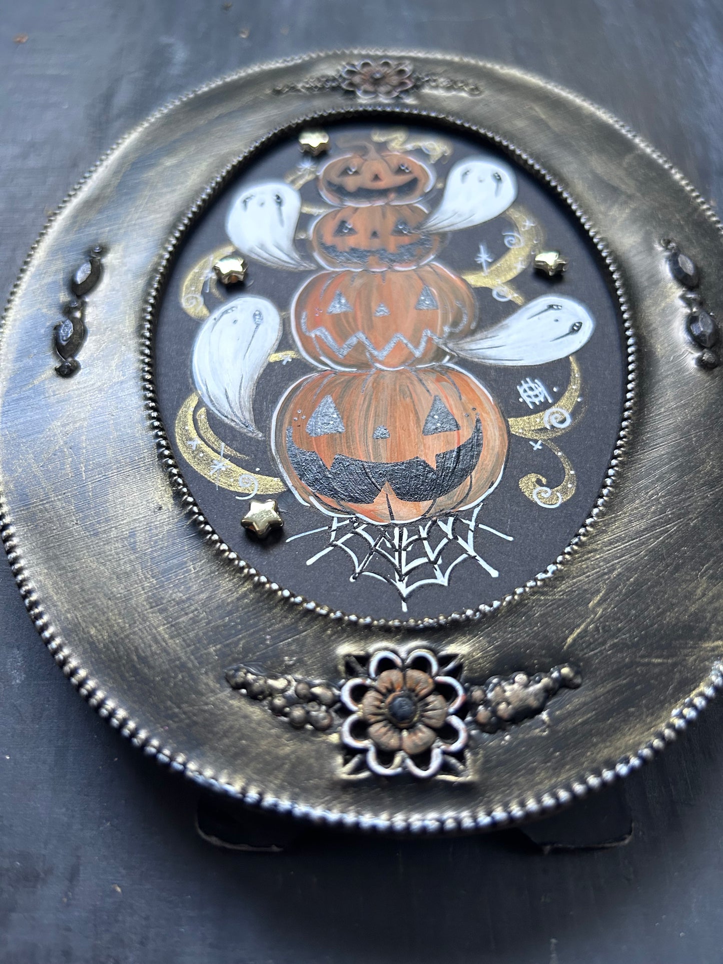 Original Framed Acrylic Painting - Pumpkin Stack