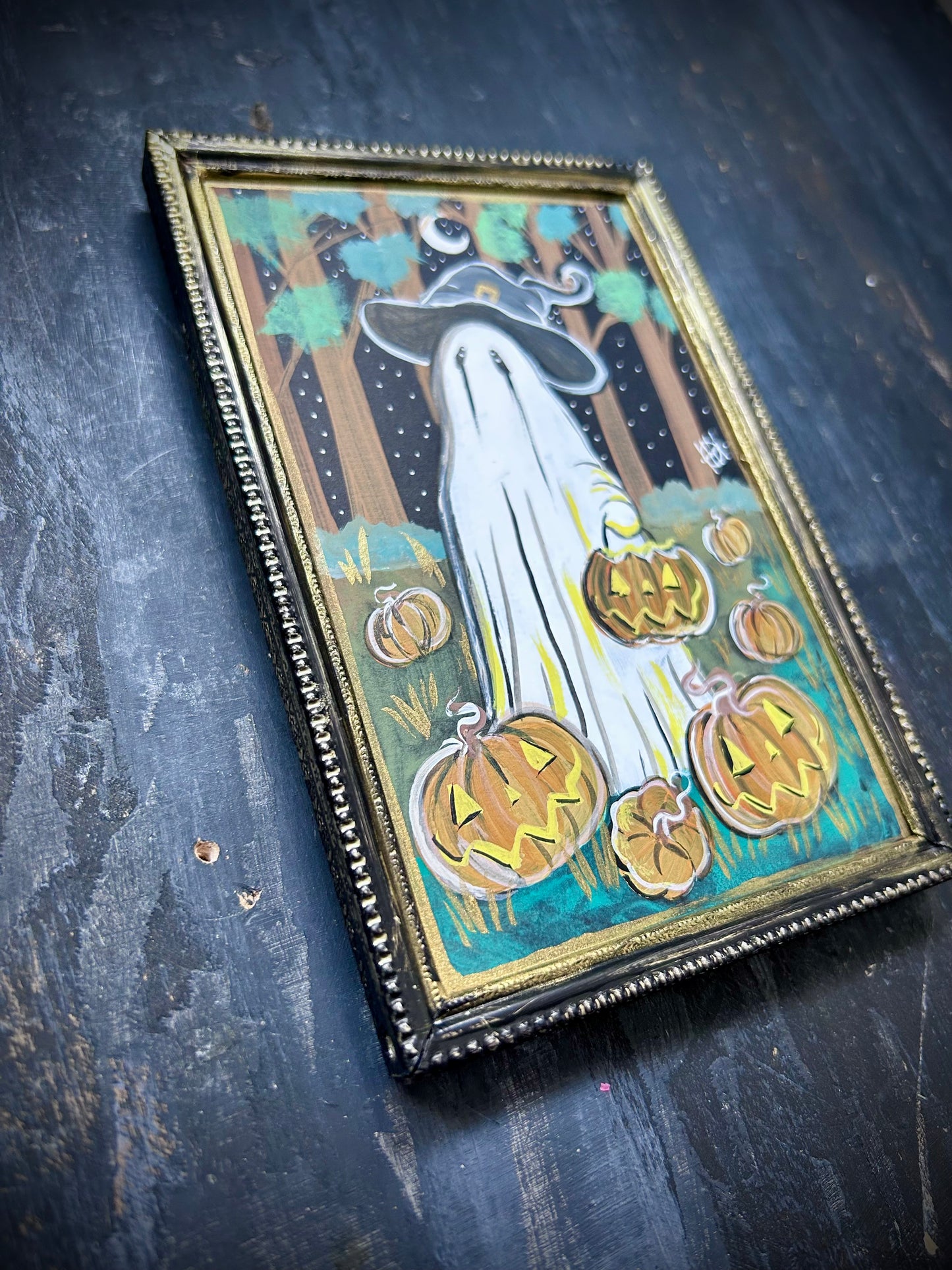 Original Framed Acrylic Painting - Pumpkin Patch
