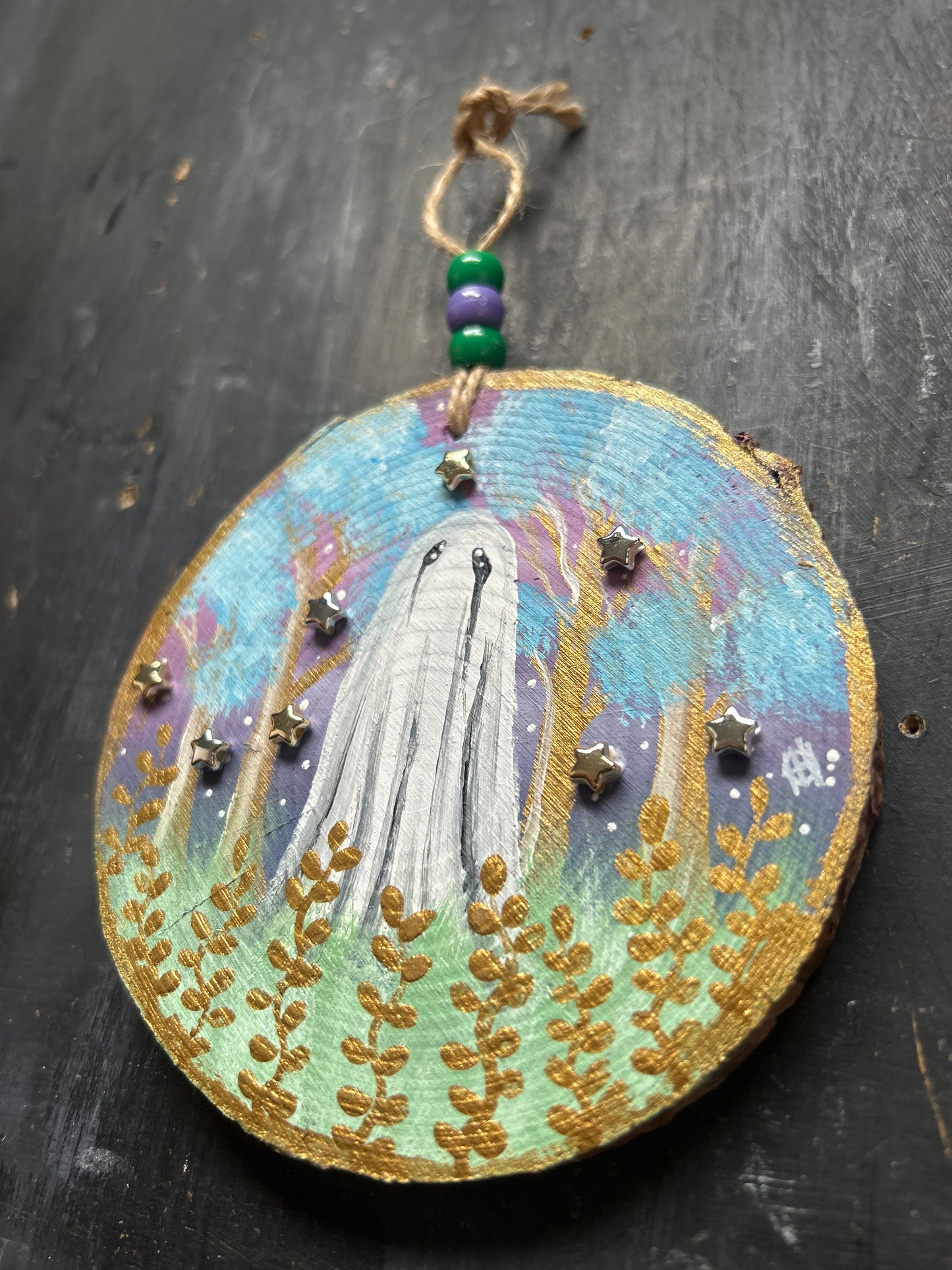 Large Hand Painted Wood Slice