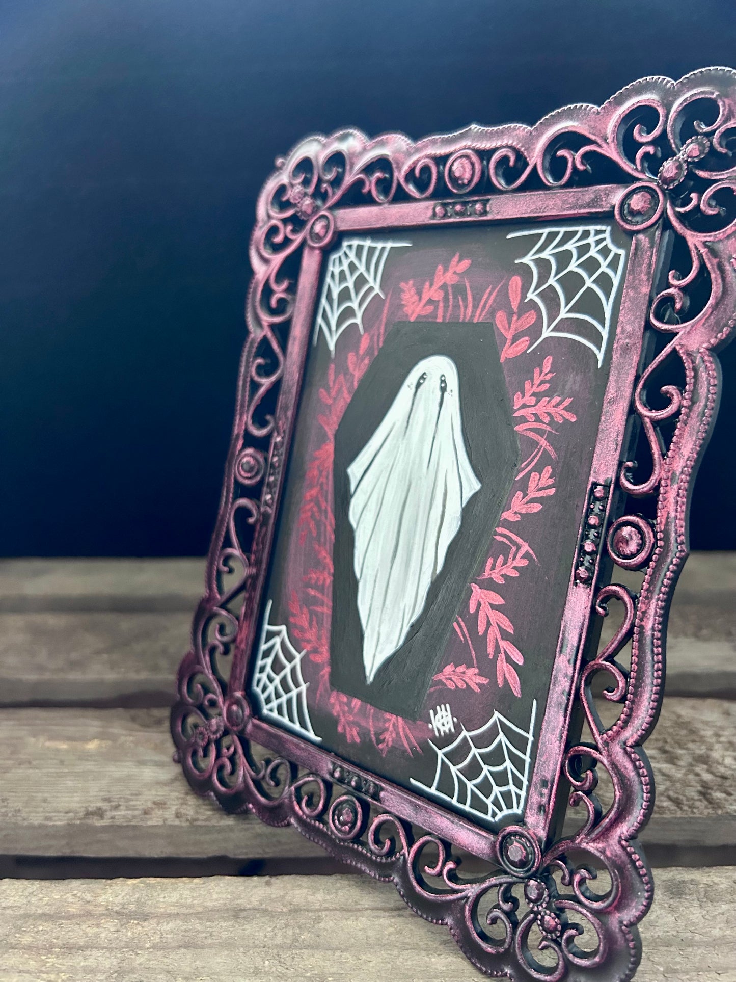 Original Framed Acrylic Painting - Coffin Ghost