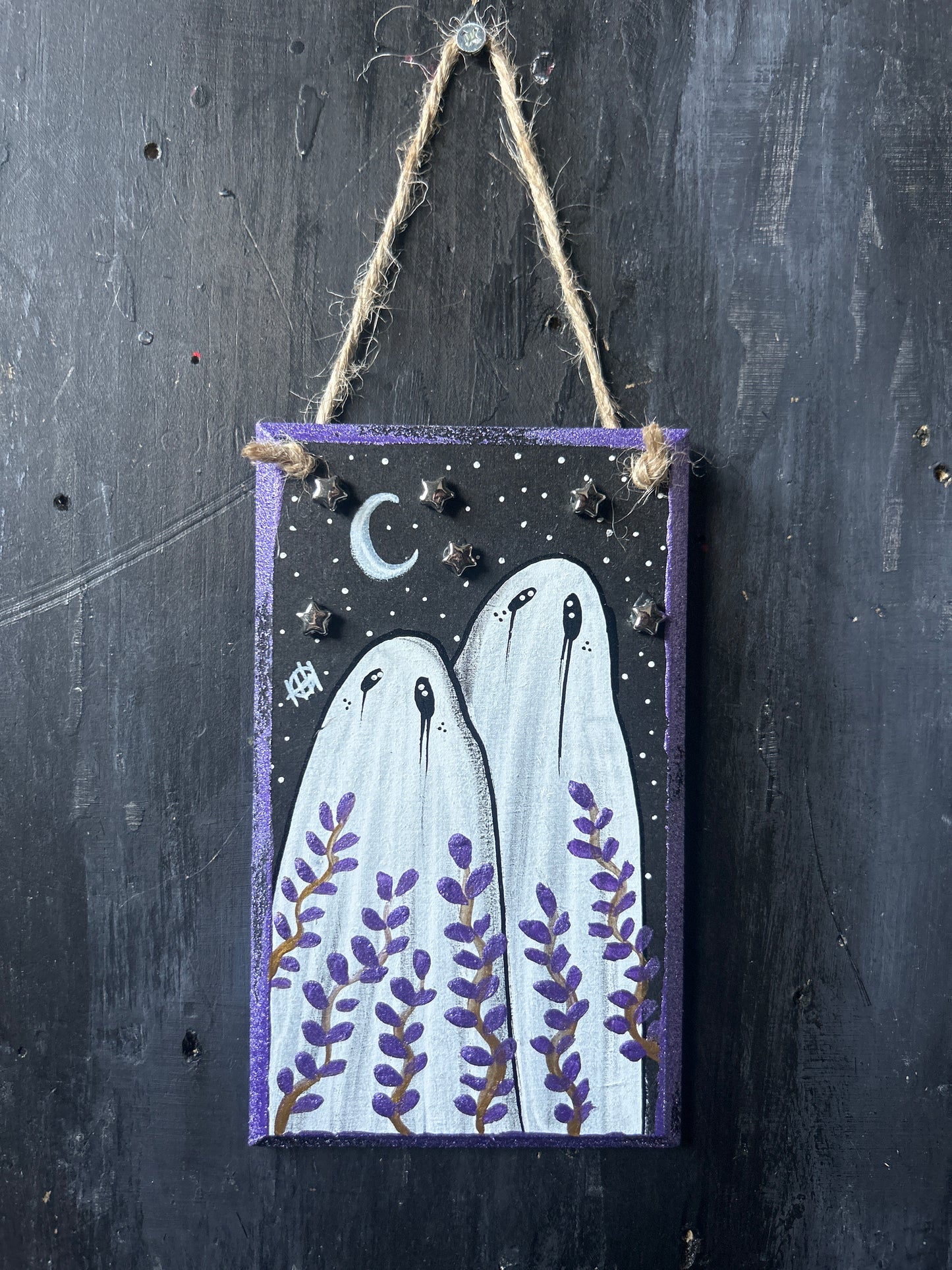 Hand Painted Wooden Plaque - Ghost Couple