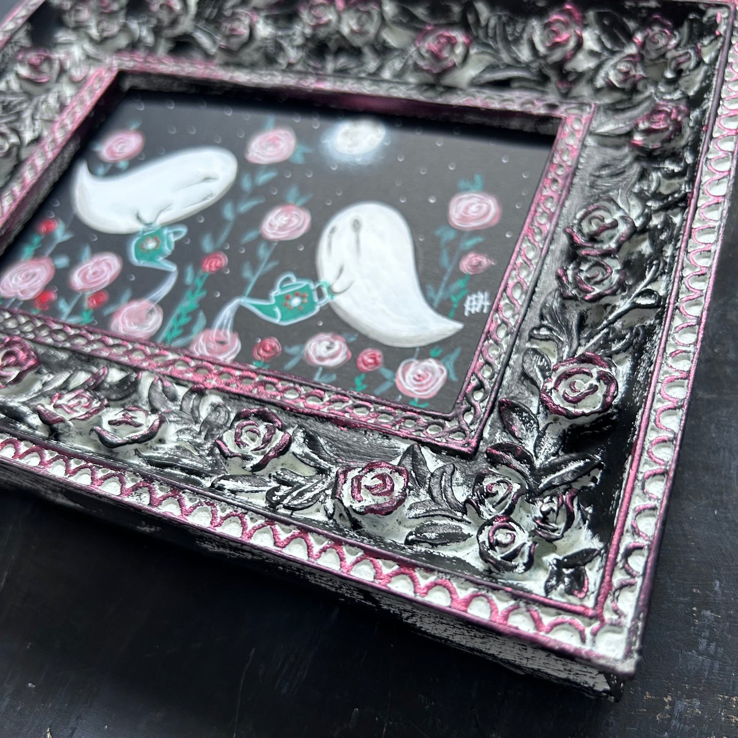 Original Framed Acrylic Painting - Garden Ghosts