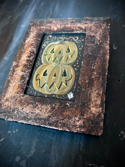 Original Framed Acrylic Painting -  Pumpkins