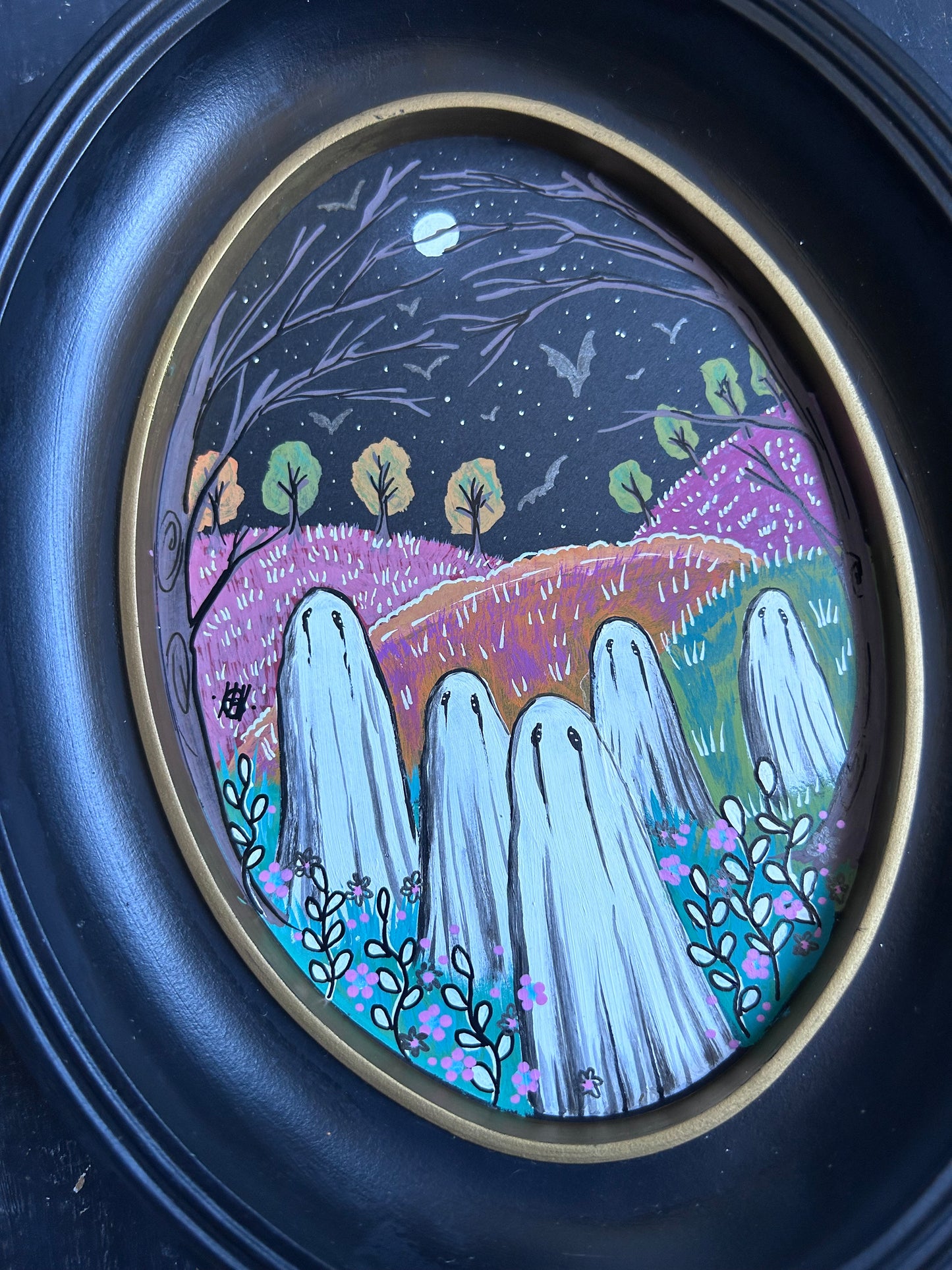 Original Framed Acrylic Painting - Oval