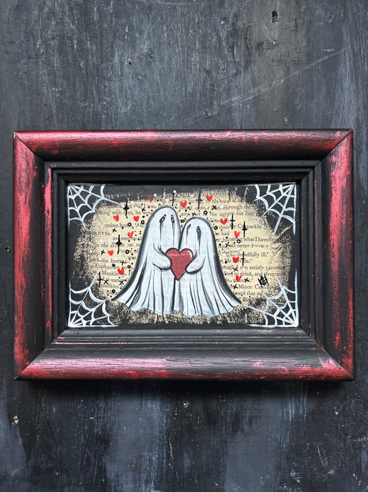 Original Framed Acrylic Painting  - Valentines Ghosts