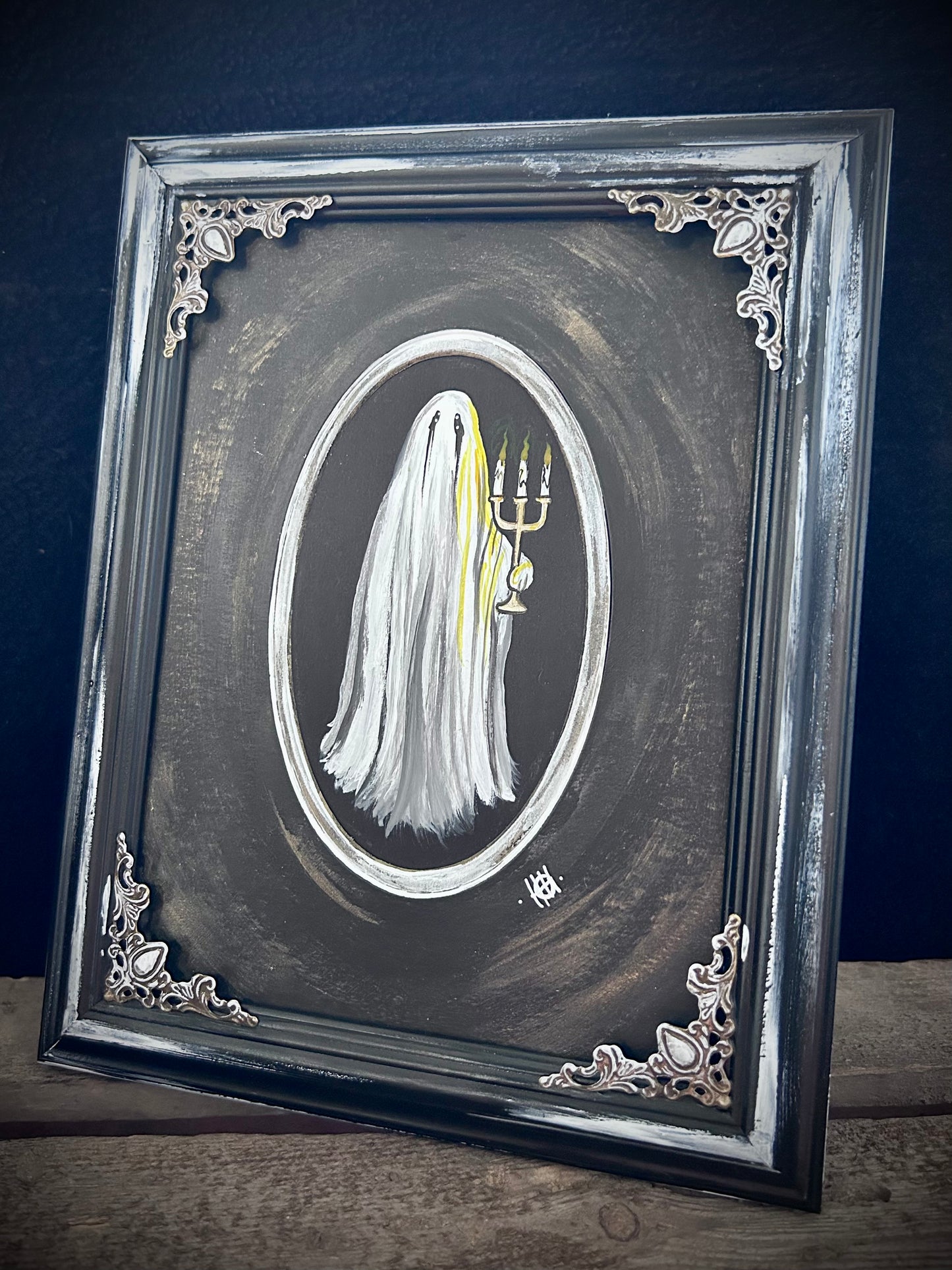 Original Framed Acrylic Painting -  Candle Ghost