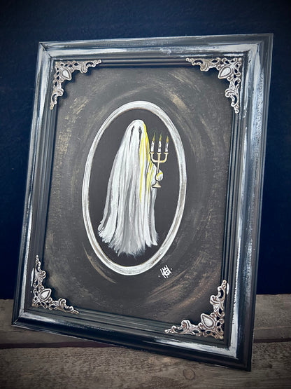 Original Framed Acrylic Painting -  Candle Ghost