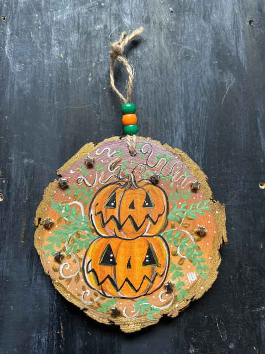 Large Hand Painted Wood Slice
