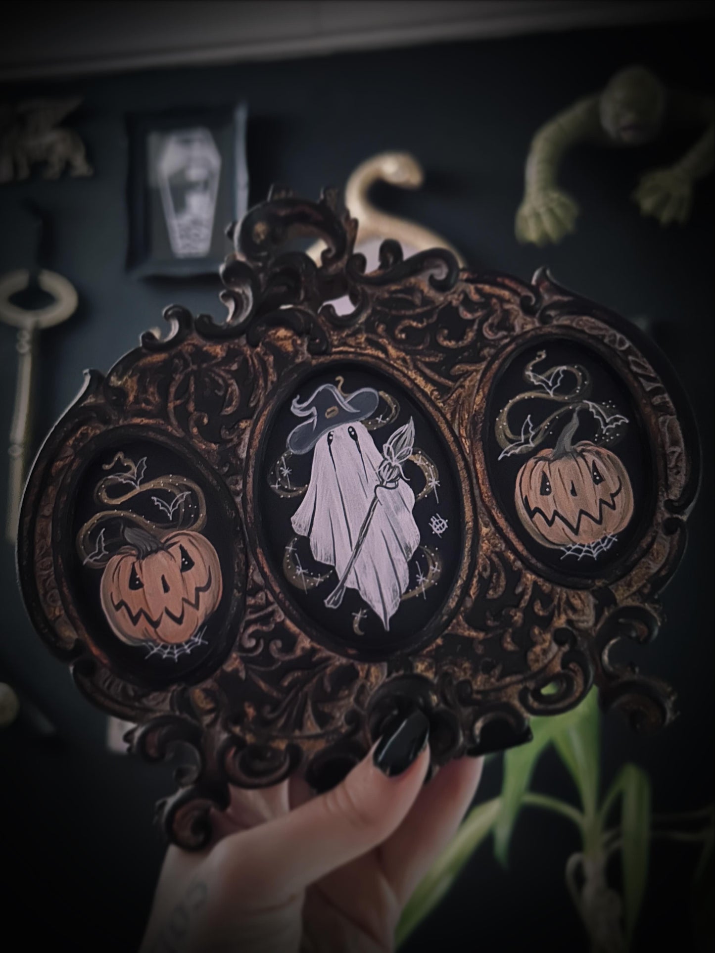 Original Framed Acrylic Painting  -  Witchy Ghost