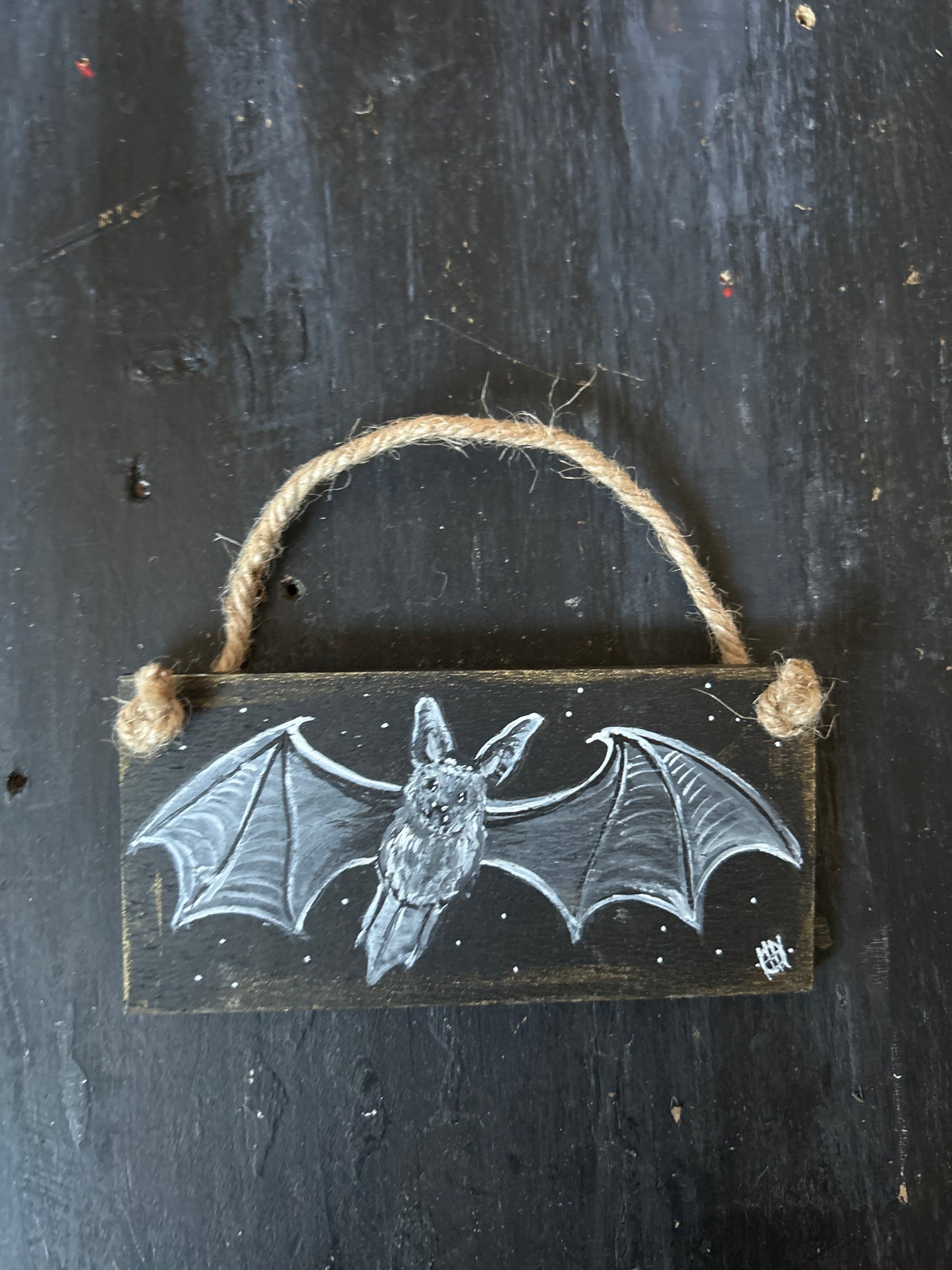Mini Hand Painted Plaque - Bat